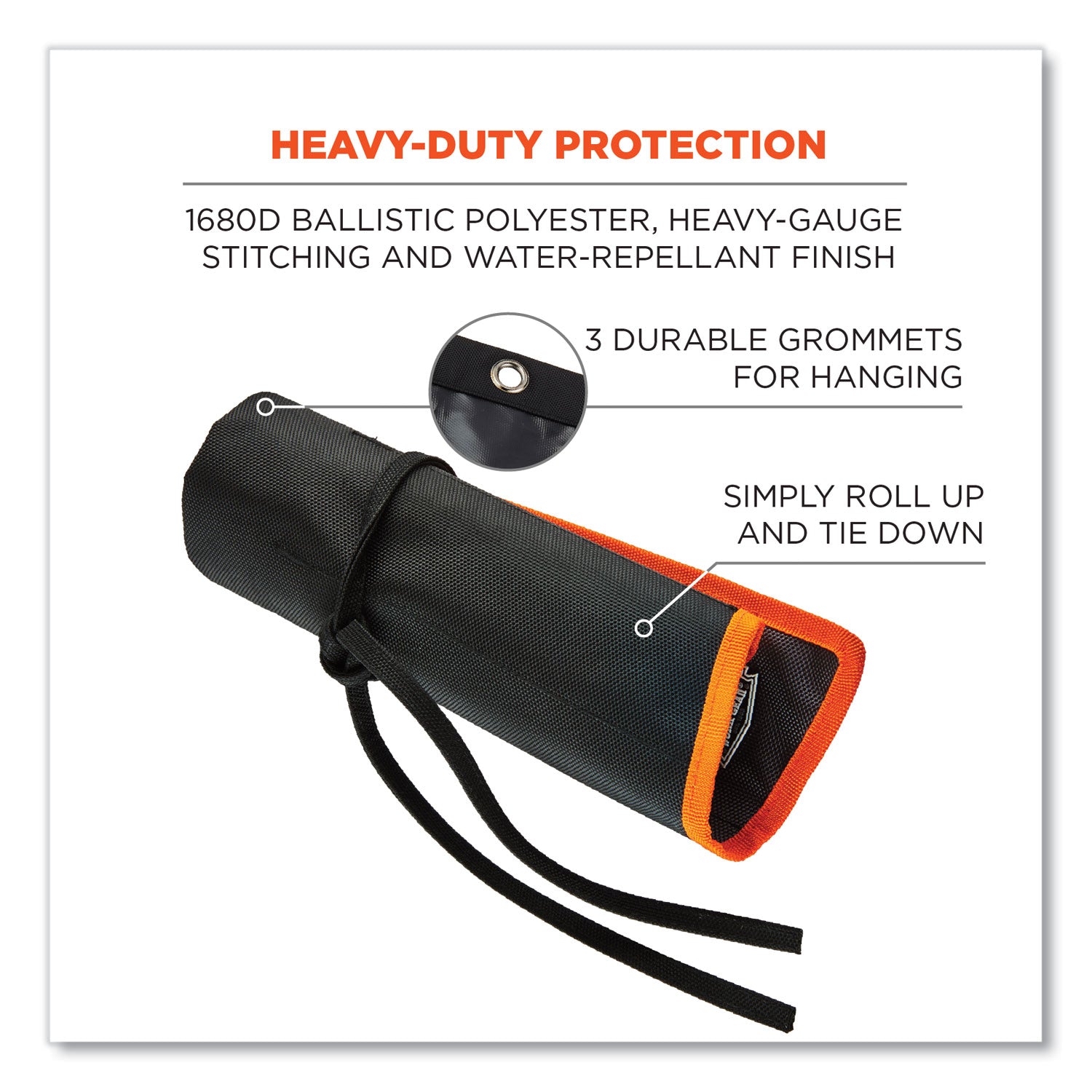 ergodyne® Arsenal 5873 Polyester Wrench Roll Up, 14 Compartments, 26.5 x 16.5, Polyester, Black