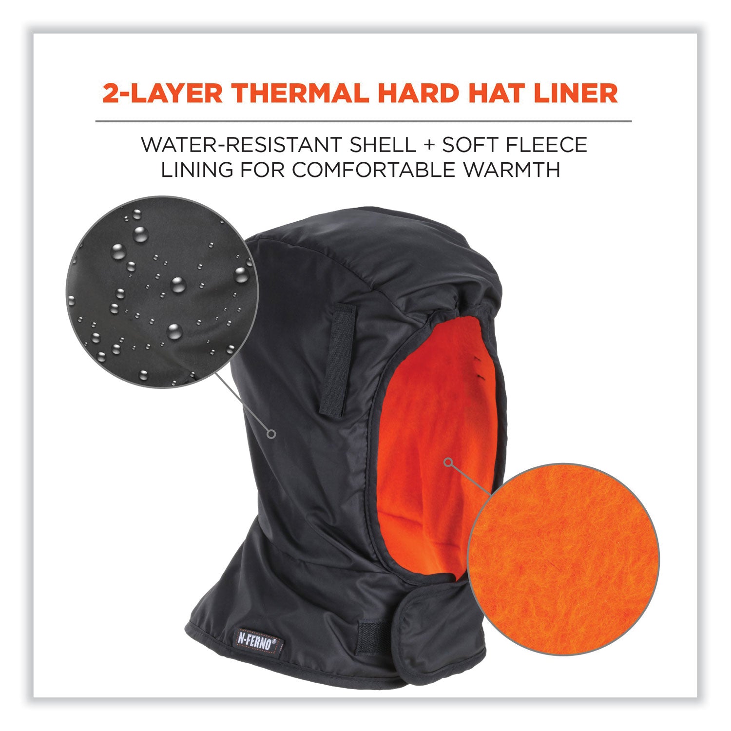 ergodyne® N-Ferno 6842 2-Layer Poly Shoulder Winter Liner, Fleece/Polyester, One Size Fits Most, Black