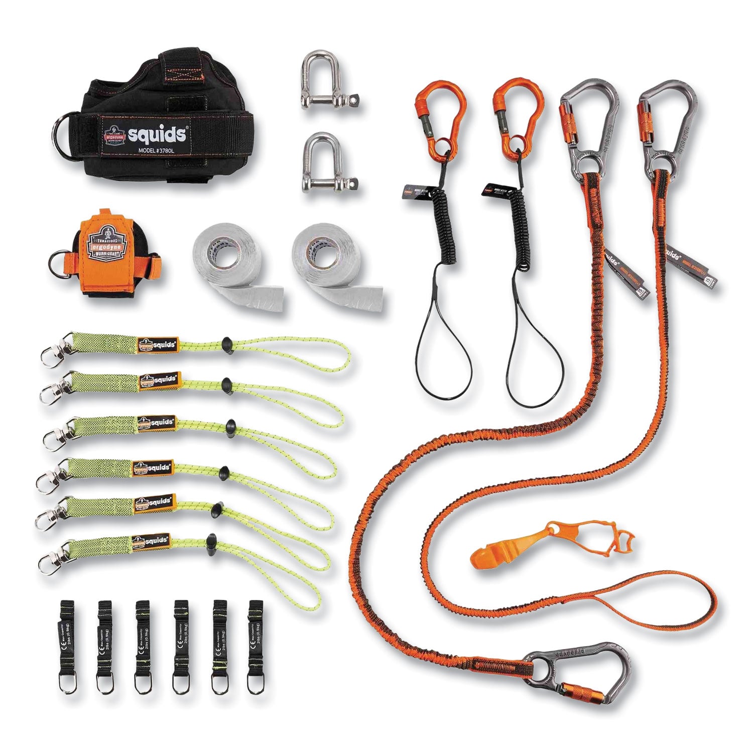 Squids 3186 Iron + Steel Worker Tool Tethering Kit, Assorted Max Working Capacities, Lengths and Colors