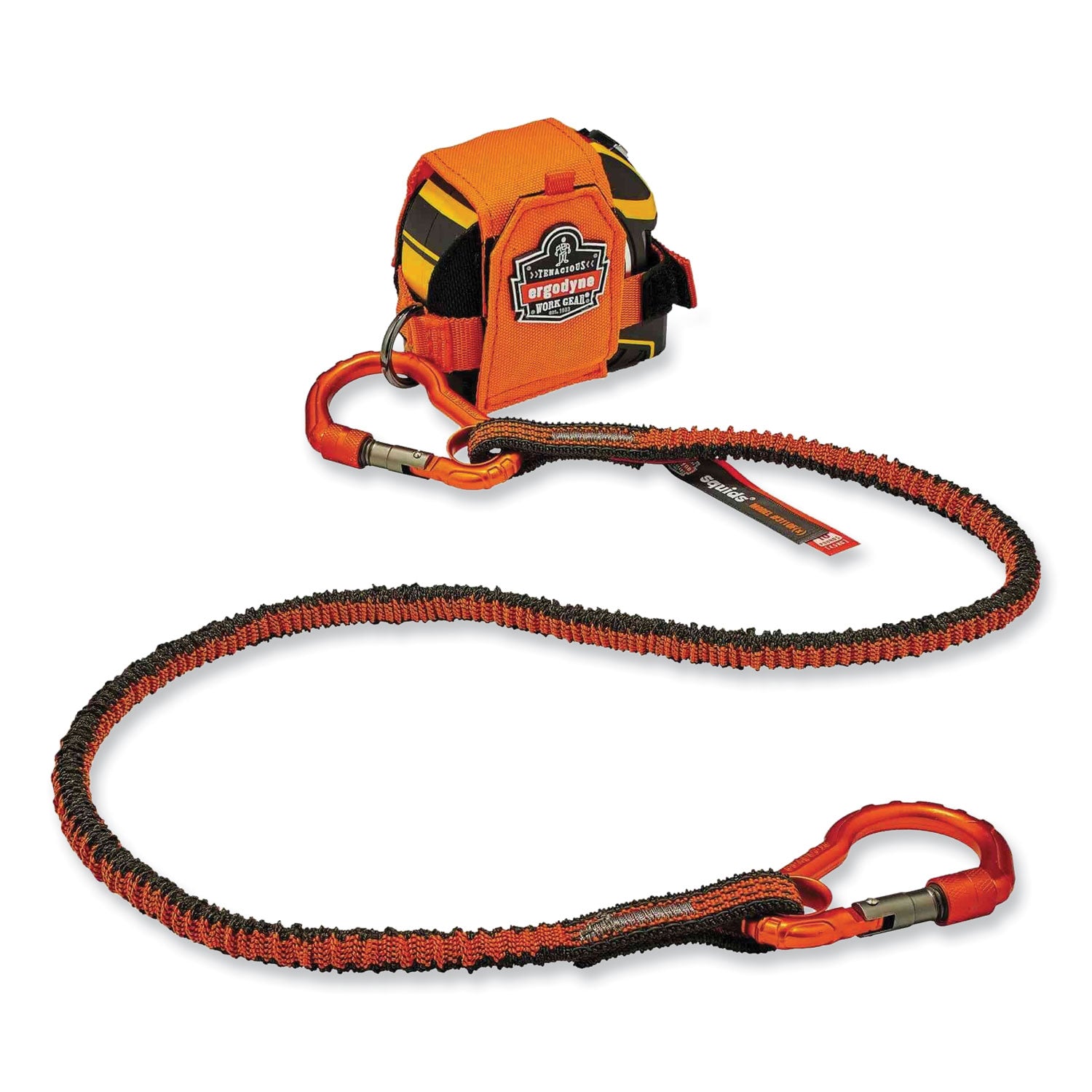 ergodyne® Squids 3110F(x) Tool Lanyard with Aluminum Carabiners, 10 lb Max Working Capacity, 38" to 48" Long, Orange/Gray