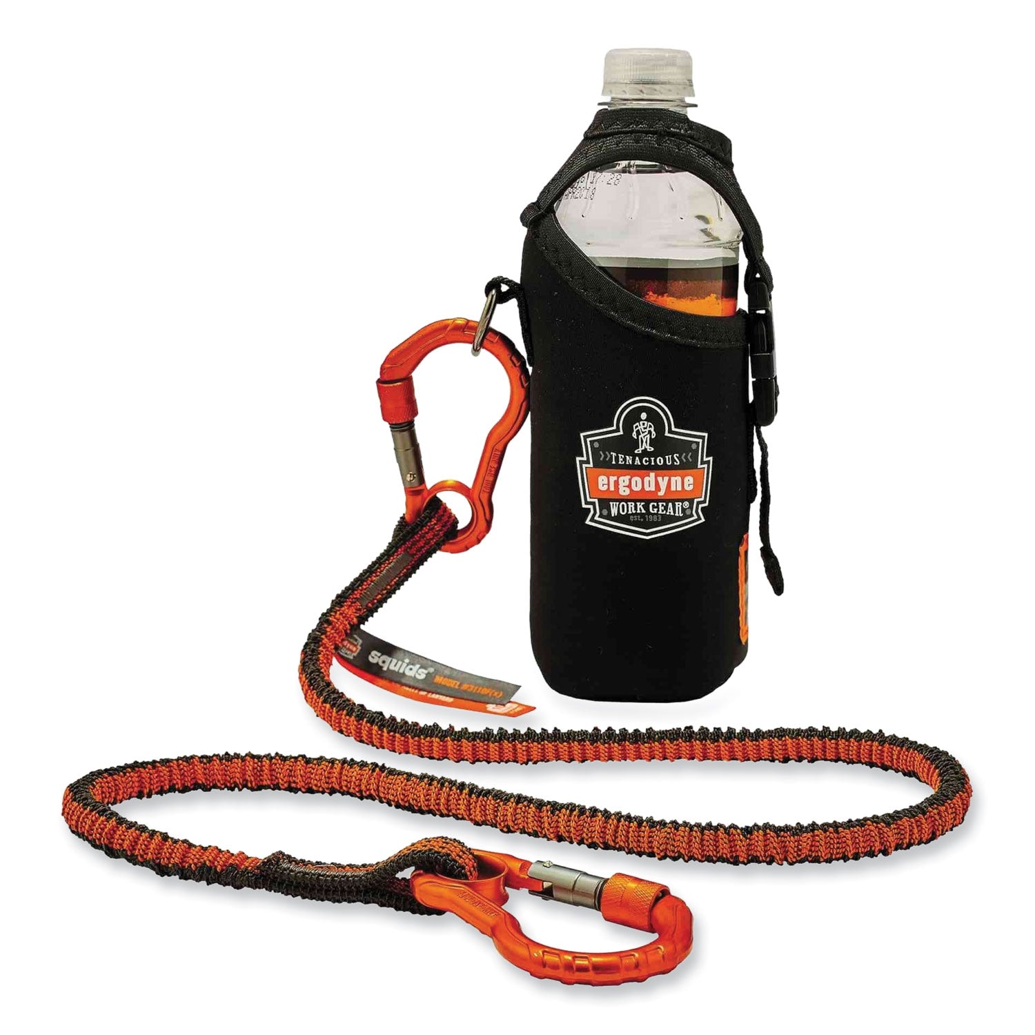 ergodyne® Squids 3110F(x) Tool Lanyard with Aluminum Carabiners, 10 lb Max Working Capacity, 38" to 48" Long, Orange/Gray
