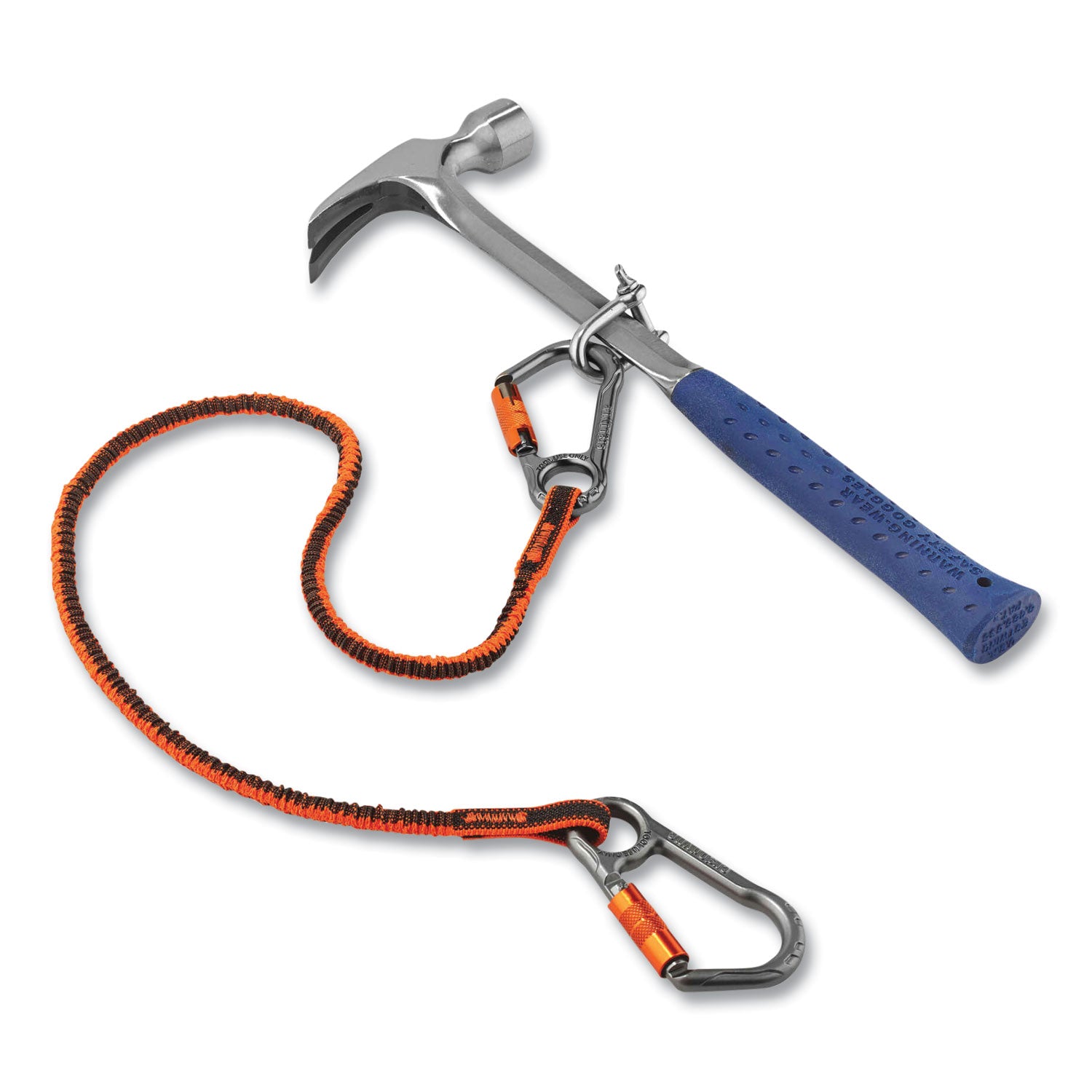 ergodyne® Squids 3118F(x) Tool Lanyards with Locking Aluminum Carabiners, 15 lb Working Capacity, 38" to 48" Long, Orange/Gray