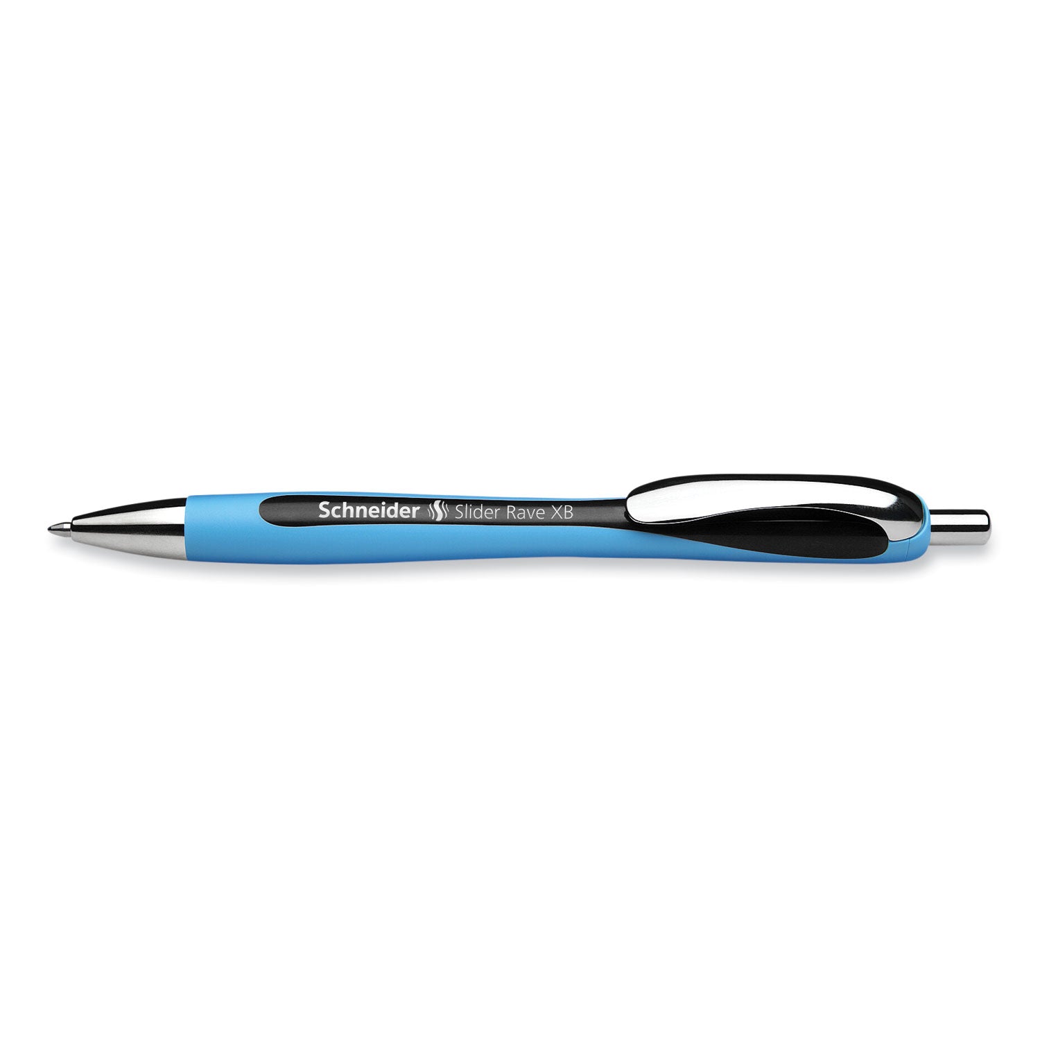 Schneider® Slider Rave XB Ballpoint Pen, Retractable, Extra-Bold 1.4 mm, Black Ink, Black/Light Blue Barrel