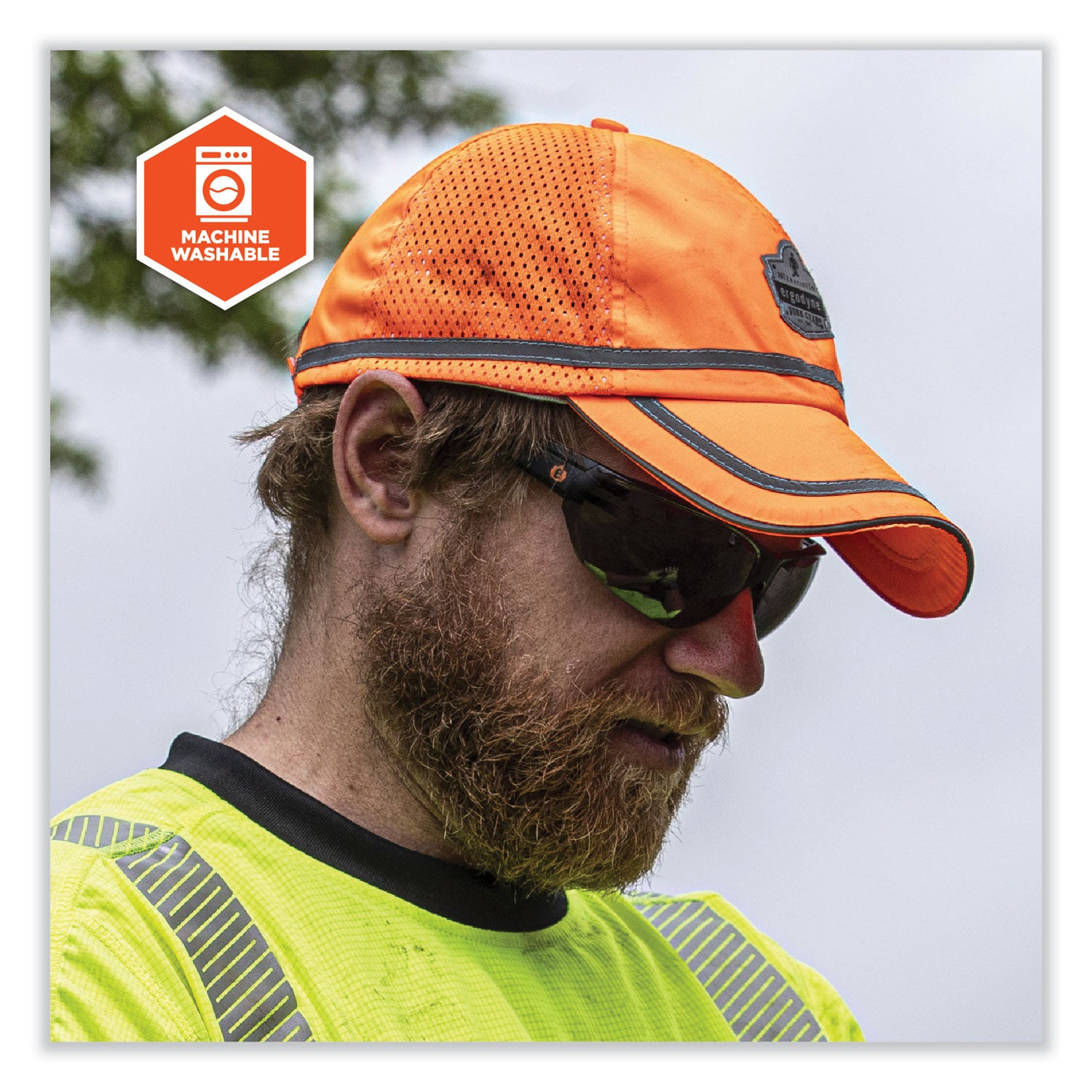 ergodyne® GloWear 8930 Hi-Vis Baseball Cap, Polyester, One Size Fits Most, Orange