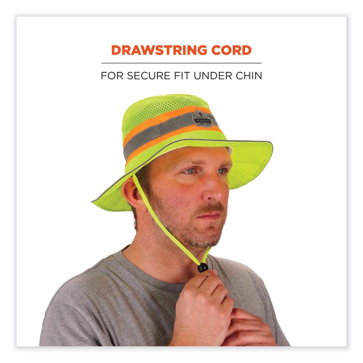 ergodyne® GloWear 8935 Hi-Vis Ranger Sun Hat, Polyester, 2X-Large/3X-Large, Lime