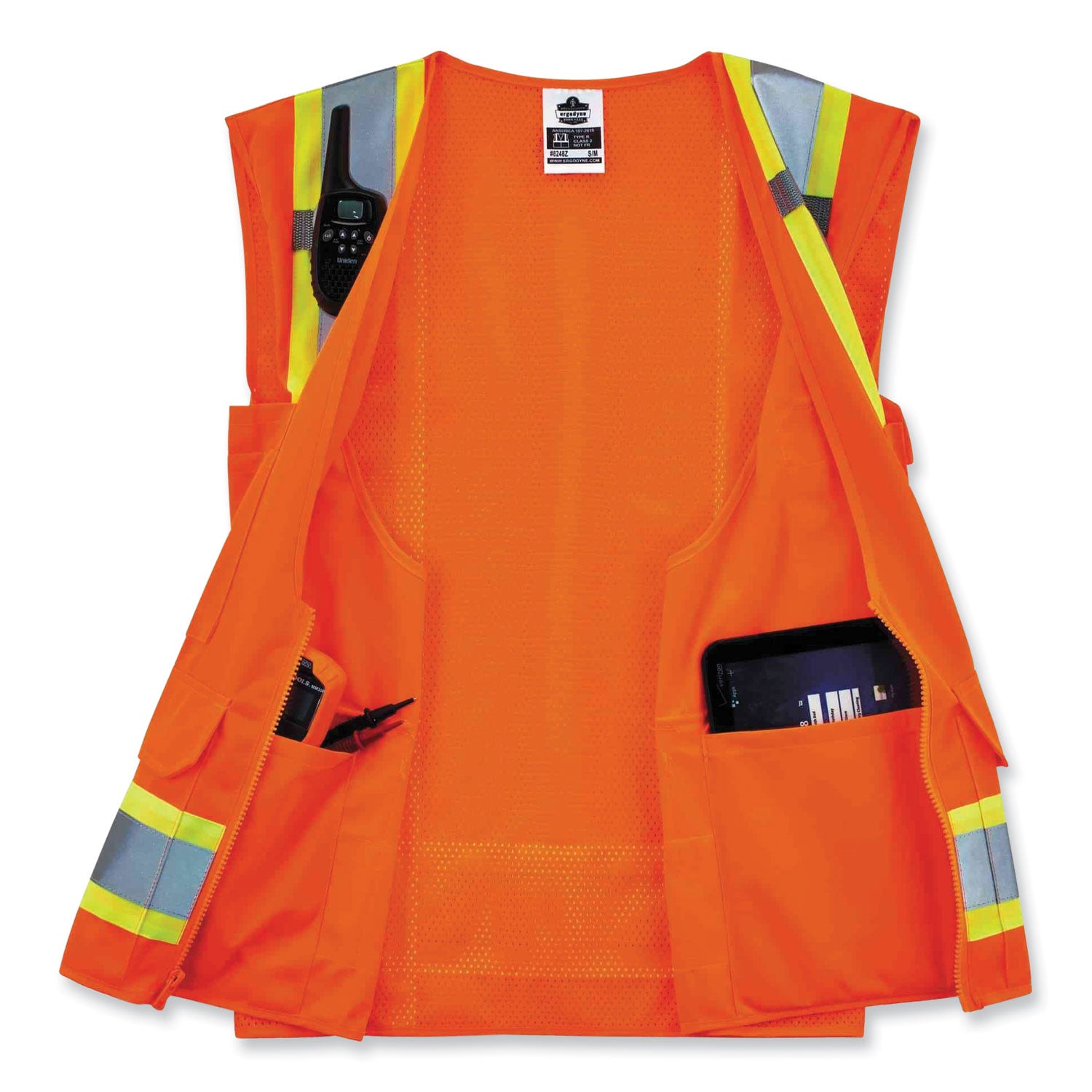 ergodyne® GloWear 8248Z Class 2 Two-Tone Surveyors Zipper Vest, Polyester, 4X-Large/5X-Large, Orange