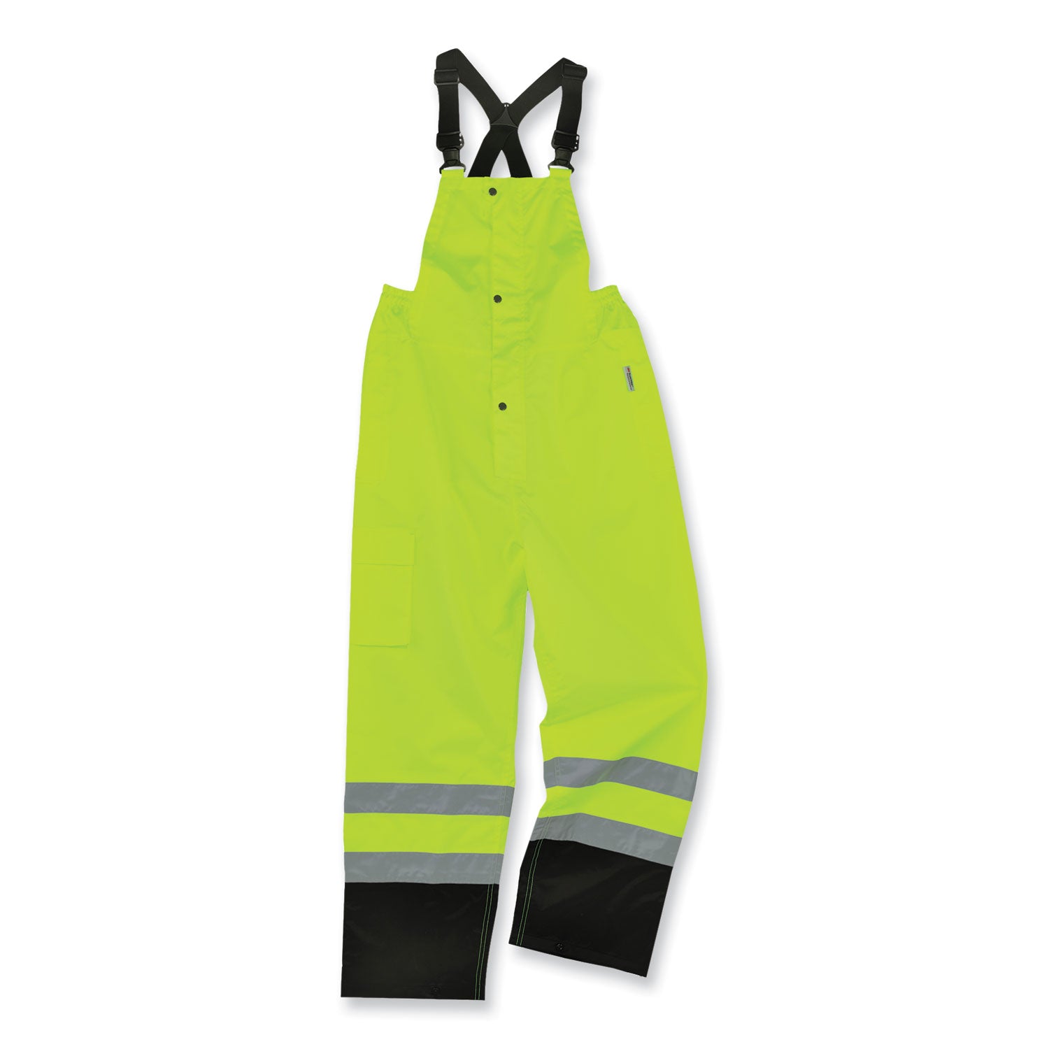 GloWear 8918BK Class E Hi-Vis Rain Bibs Black Bottom, X-Large, Lime