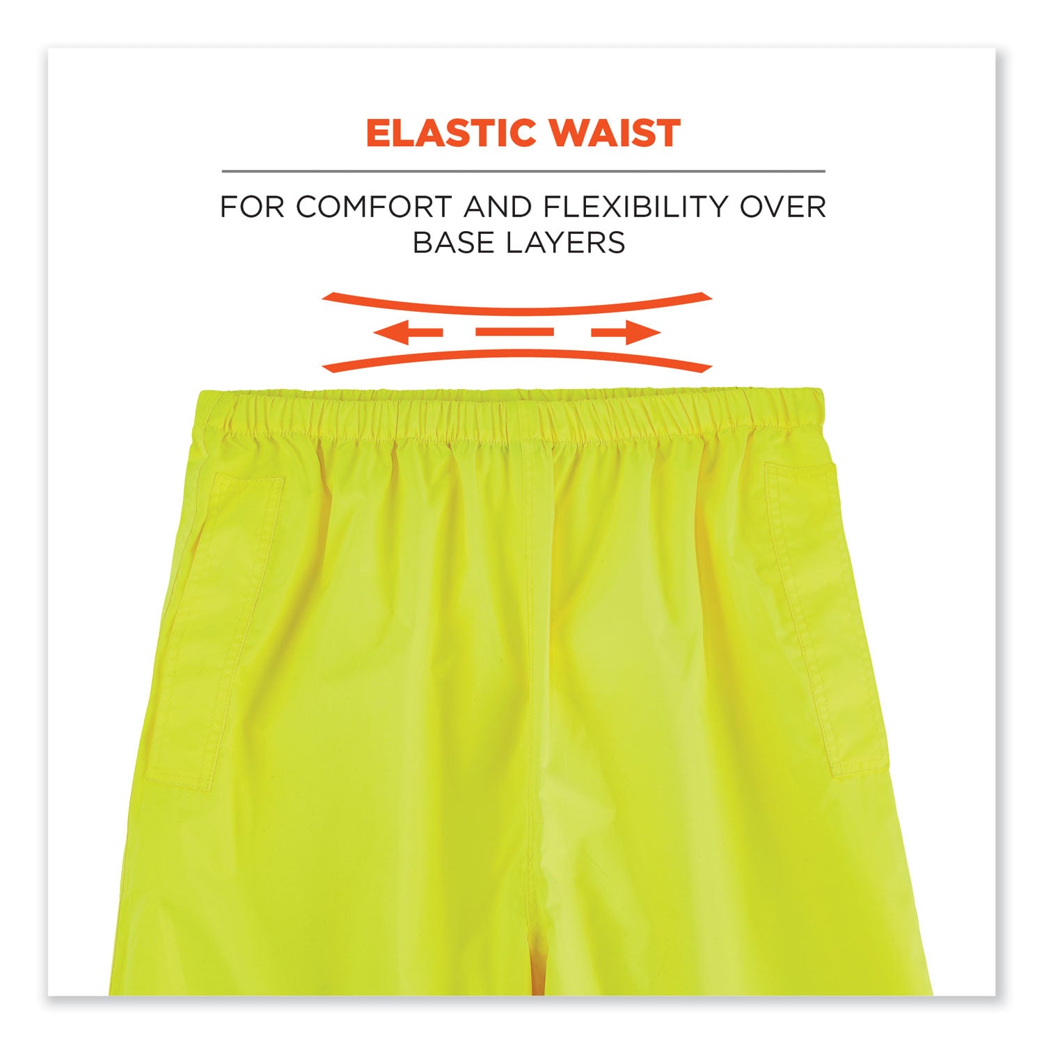 ergodyne® GloWear 8916 Class E Lightweight Hi-Vis Rain Pants, 3X-Large, Lime