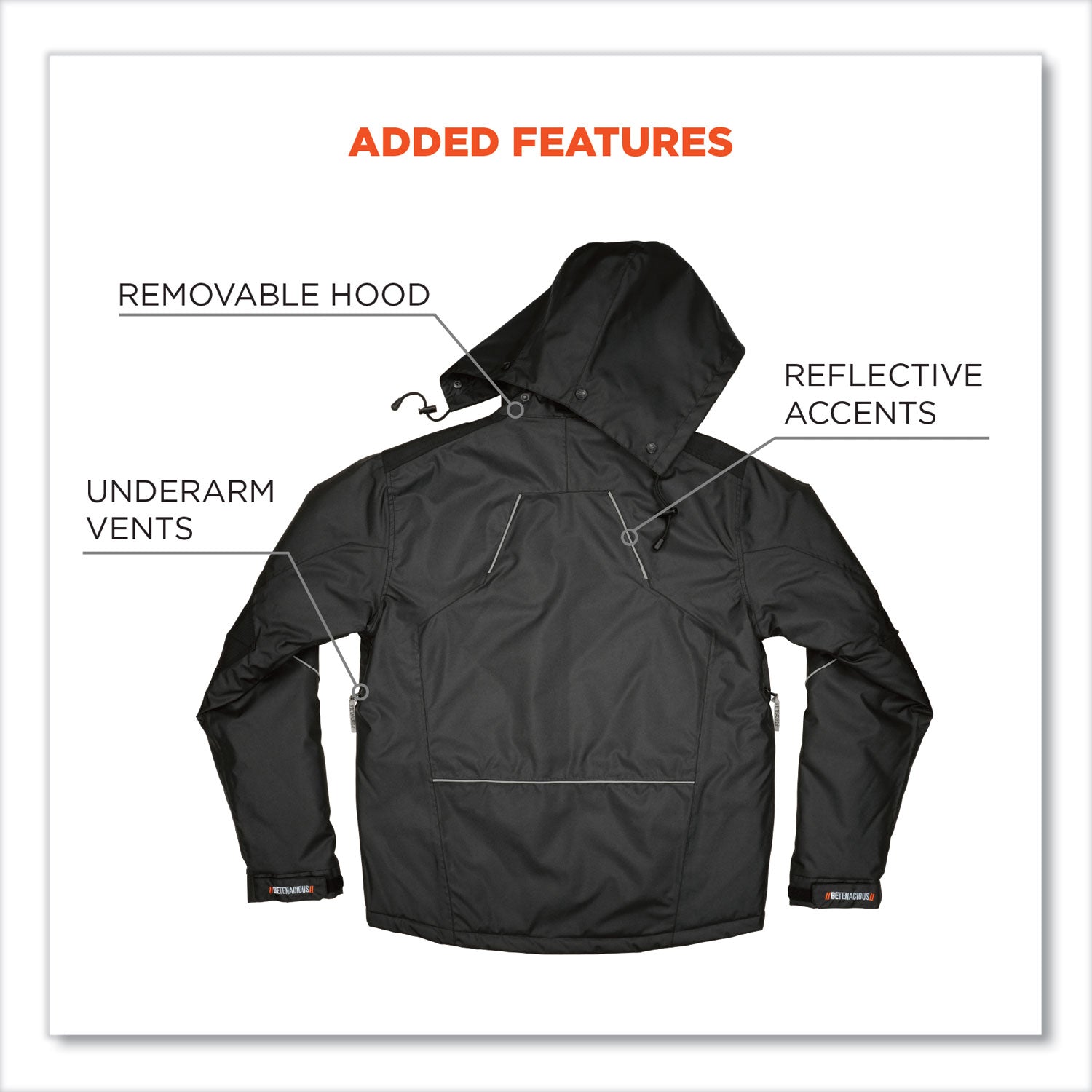 ergodyne® N-Ferno 6467 Winter Work Jacket with 300D Polyester Shell, 4X-Large, Black