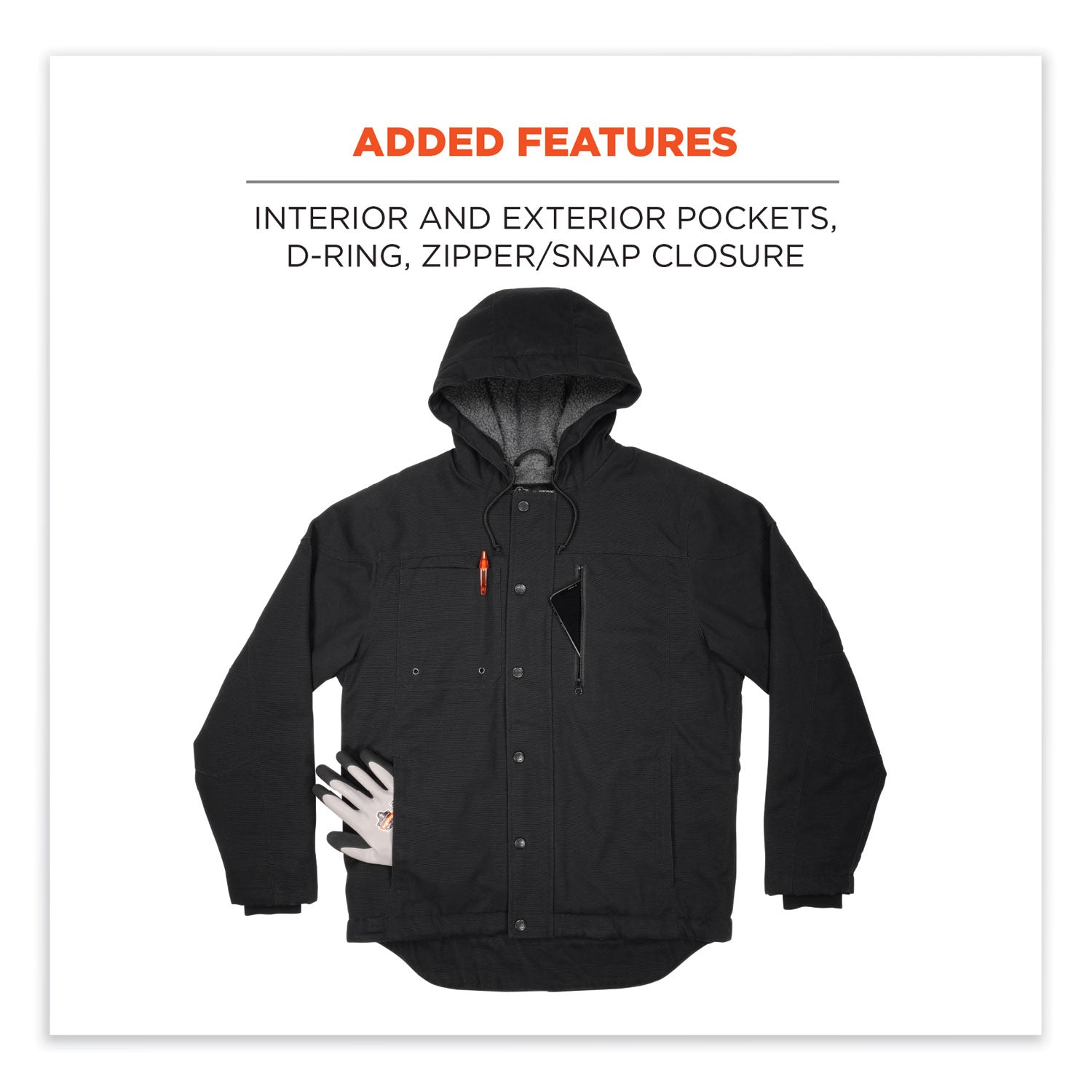 ergodyne® N-Ferno 6468 Duck Canvas Work Jacket, 4X-Large, Black