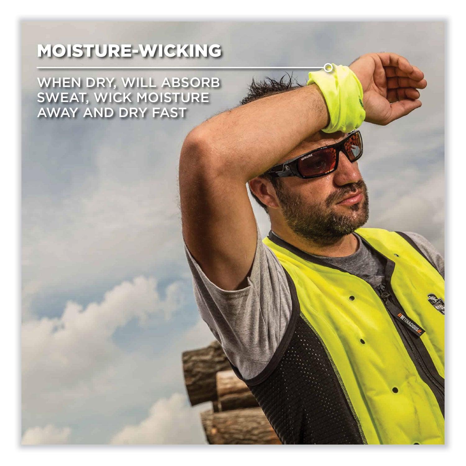 ergodyne® Chill-Its 6485 Multi-Band, Polyester, One Size Fits Most, Hi-Vis Lime