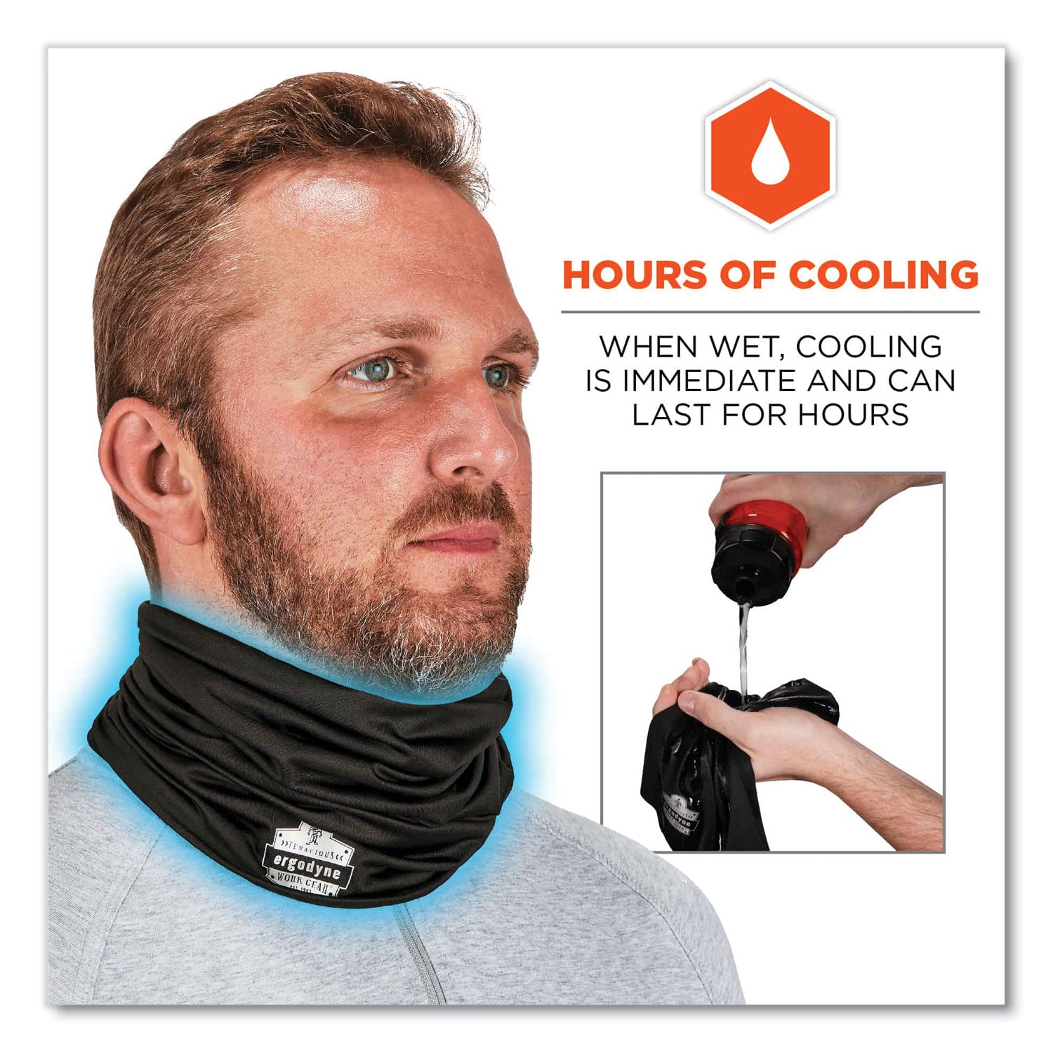 ergodyne® Chill-Its 6487 Cooling Performance Knit Multi-Band, Polyester/Spandex, One Size Fits Most, Black