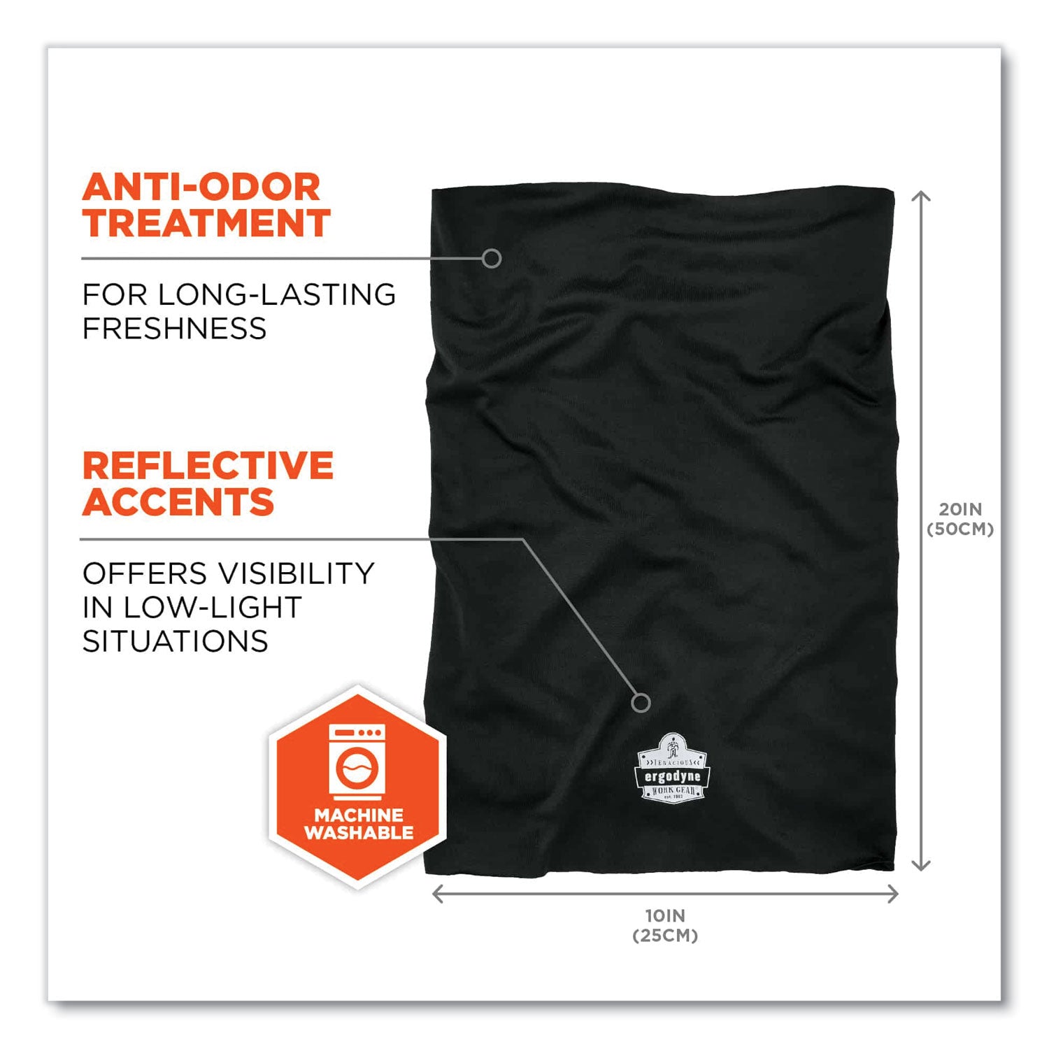 ergodyne® Chill-Its 6487 Cooling Performance Knit Multi-Band, Polyester/Spandex, One Size Fits Most, Black