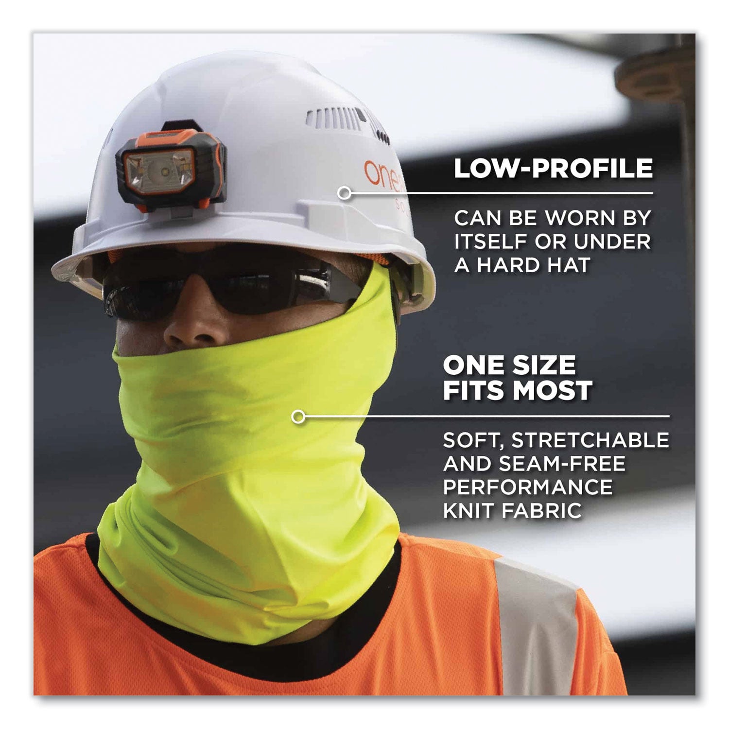 ergodyne® Chill-Its 6487 Cooling Performance Knit Multi-Band, Polyester/Spandex, One Size Fits Most, Hi-Vis Lime