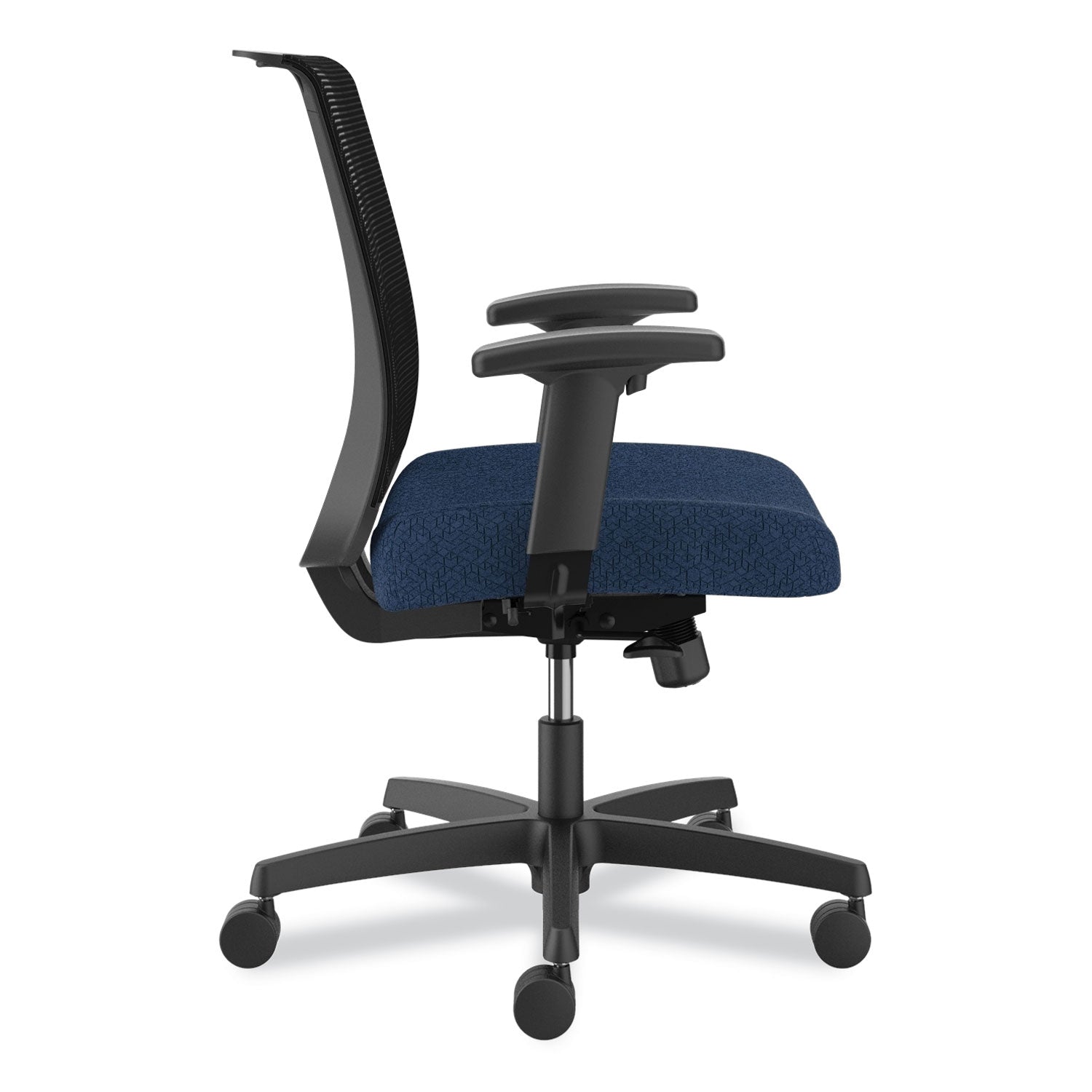 HON® Convergence Mid-Back Task Chair, Supports Up to 275 lb, 16.5" to 21" Seat Height, Navy Seat, Black Back, Black Frame
