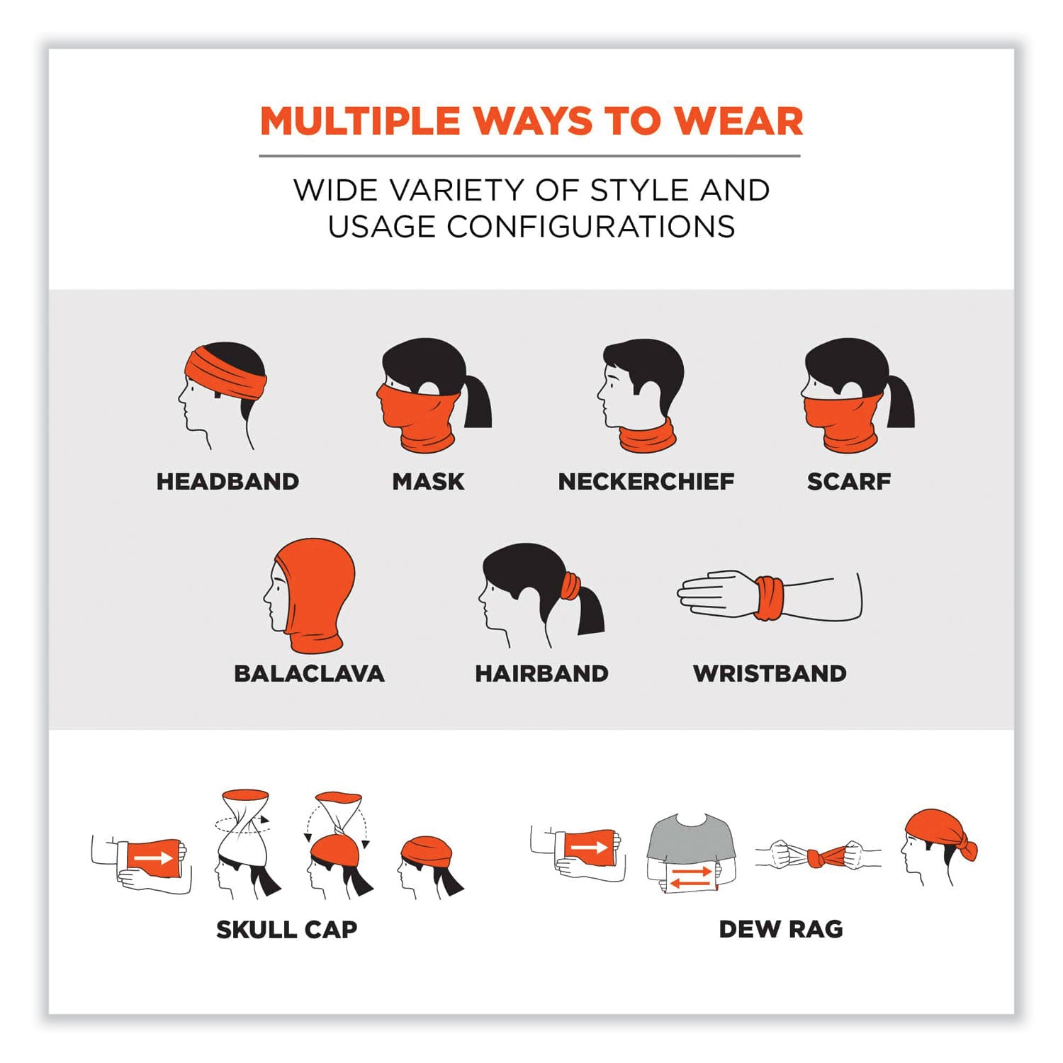 ergodyne® Chill-Its 6485 Multi-Band, Polyester, One Size Fits Most, Gray Buffalo Plaid