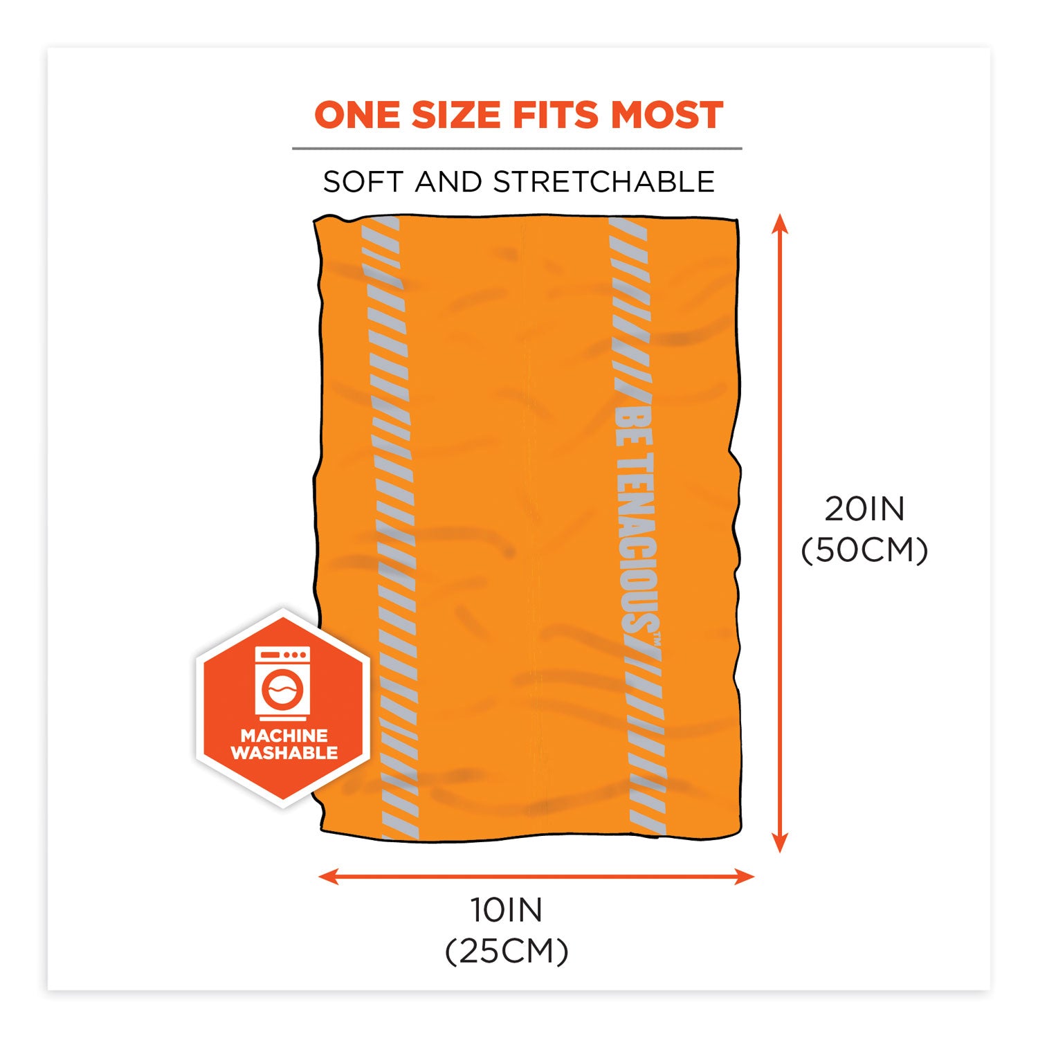 ergodyne® Chill-Its 6487R Reflective Cooling Multi-Band, Polyester/Spandex, One Size Fits Most, Hi-Vis Orange