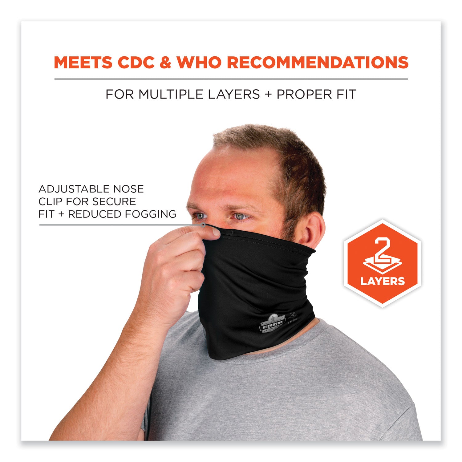 ergodyne® Chill-Its 6489 2-Layer Cooling Performance Knit Multi-Band, Polyester/Spandex, Large/X-Large, Black