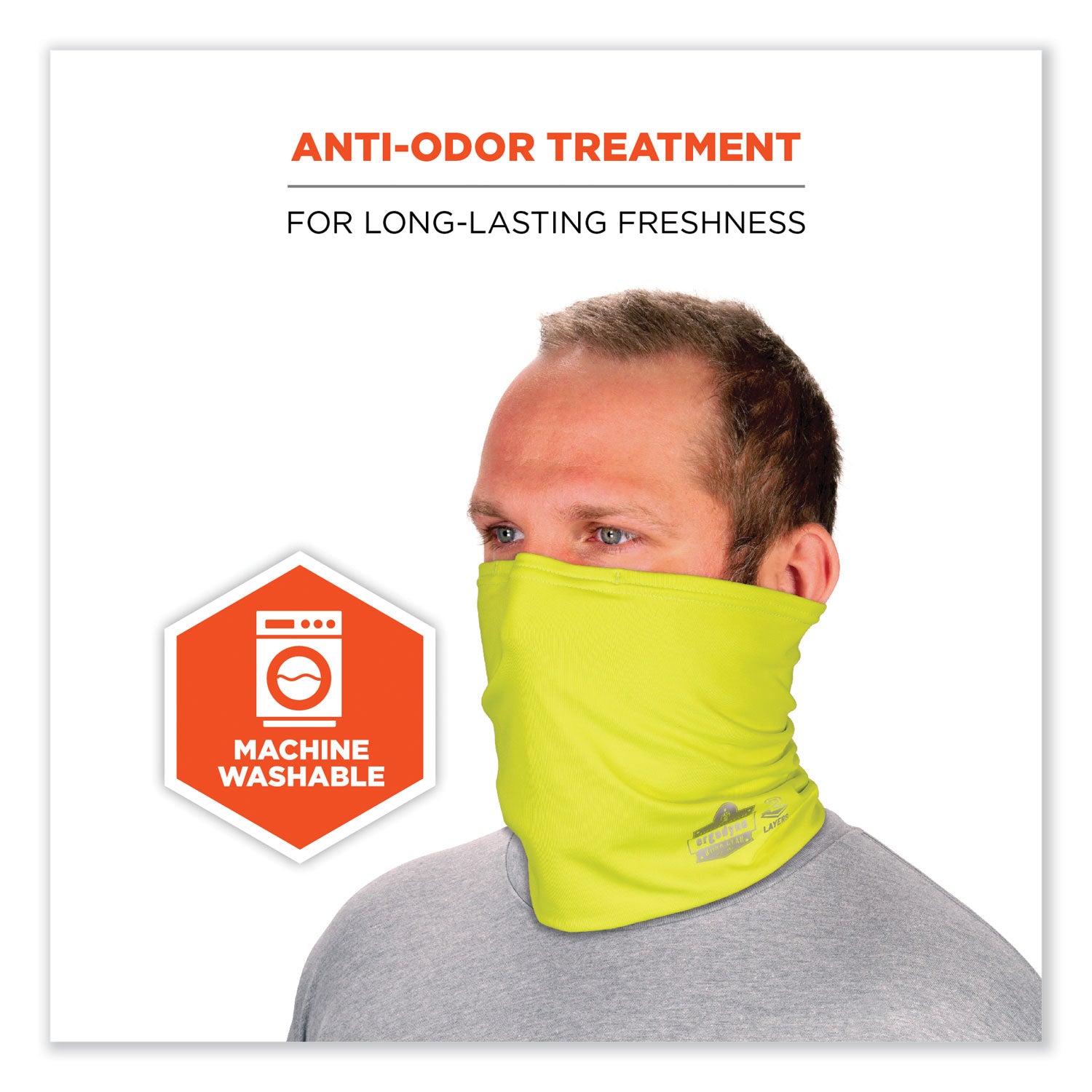 ergodyne® Chill-Its 6489 2-Layer Cooling Performance Knit Multi-Band, Polyester/Spandex, Large/X-Large, Hi-Vis Lime