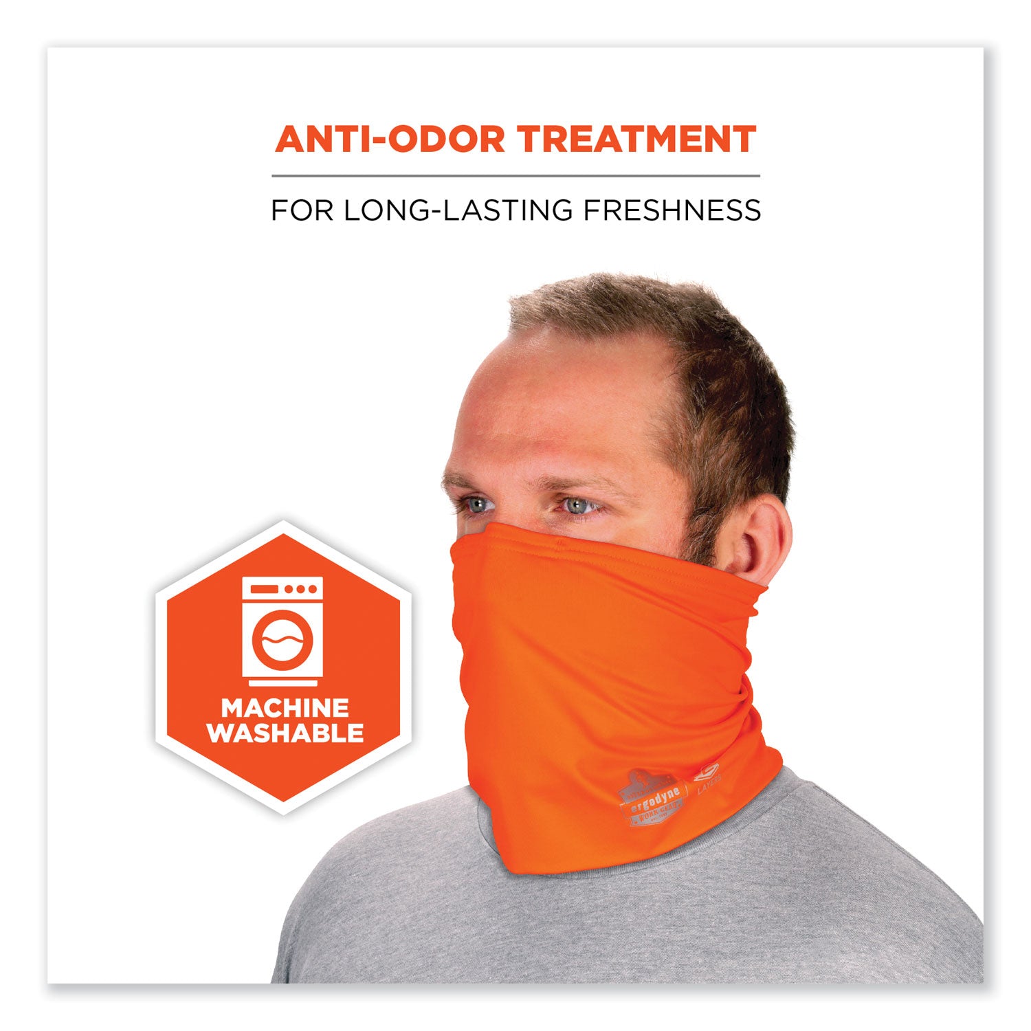 ergodyne® Chill-Its 6489 2-Layer Cooling Performance Knit Multi-Band, Polyester/Spandex, Small/Medium, Hi-Vis Orange