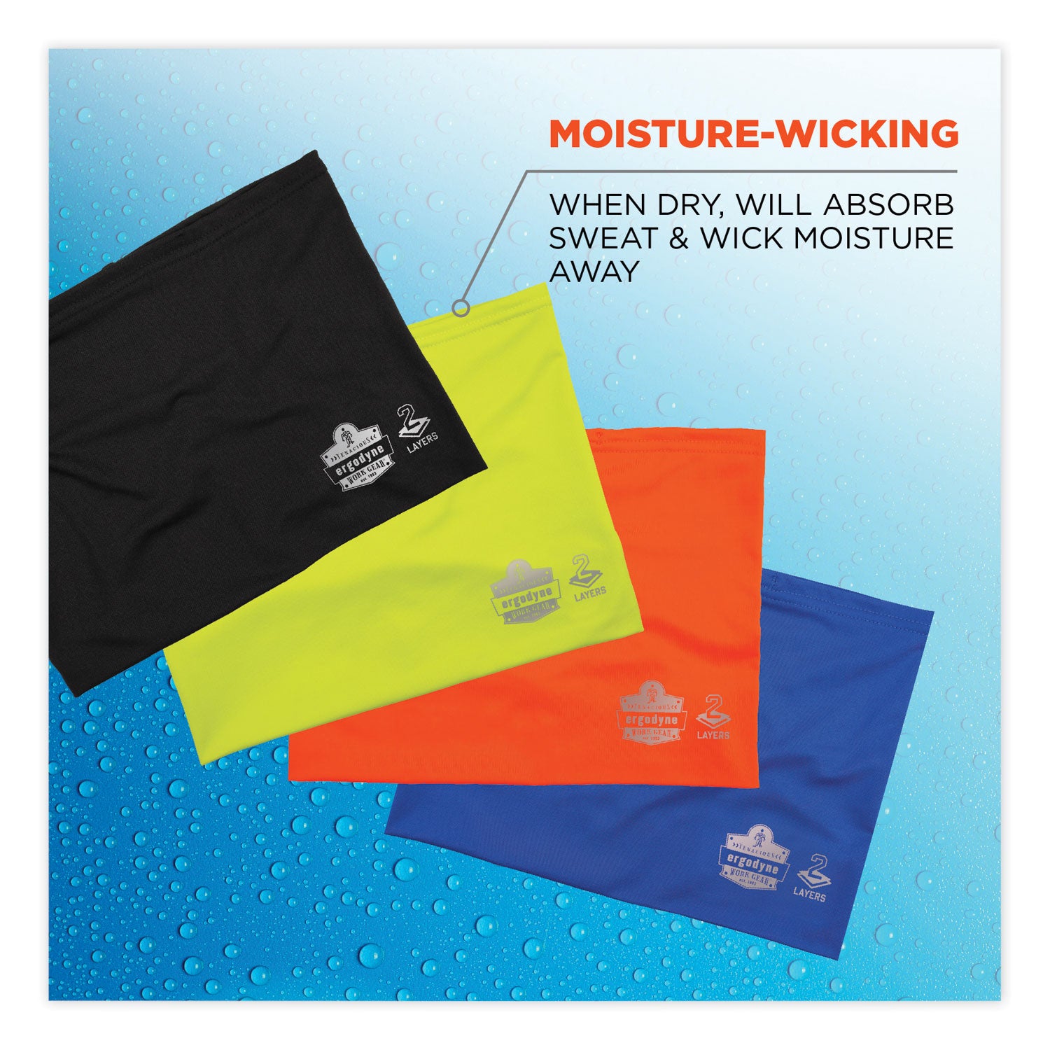 ergodyne® Chill-Its 6489 2-Layer Cooling Performance Knit Multi-Band, Polyester/Spandex, Large/X-Large, Hi-Vis Orange