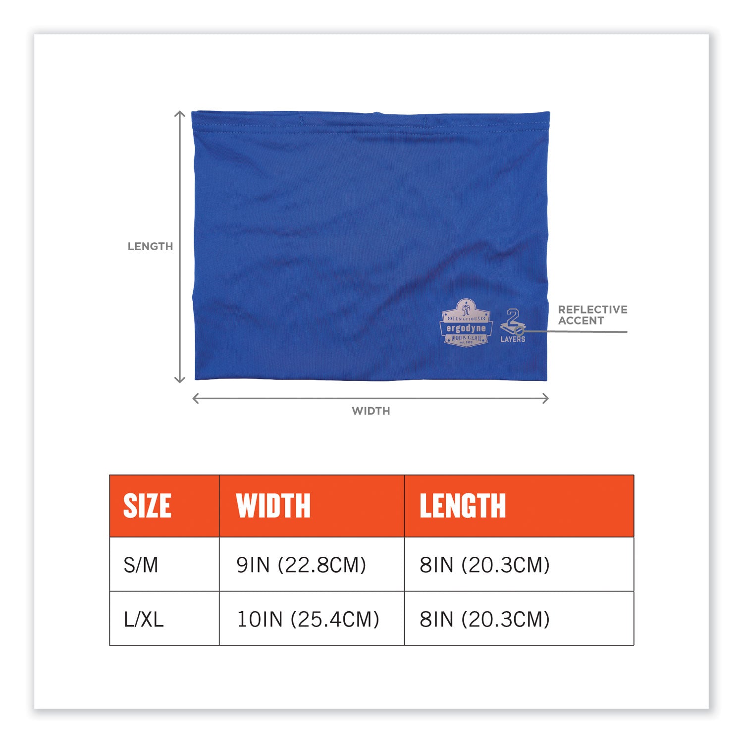 ergodyne® Chill-Its 6489 2-Layer Cooling Performance Knit Multi-Band, Polyester/Spandex, Large/X-Large, Blue