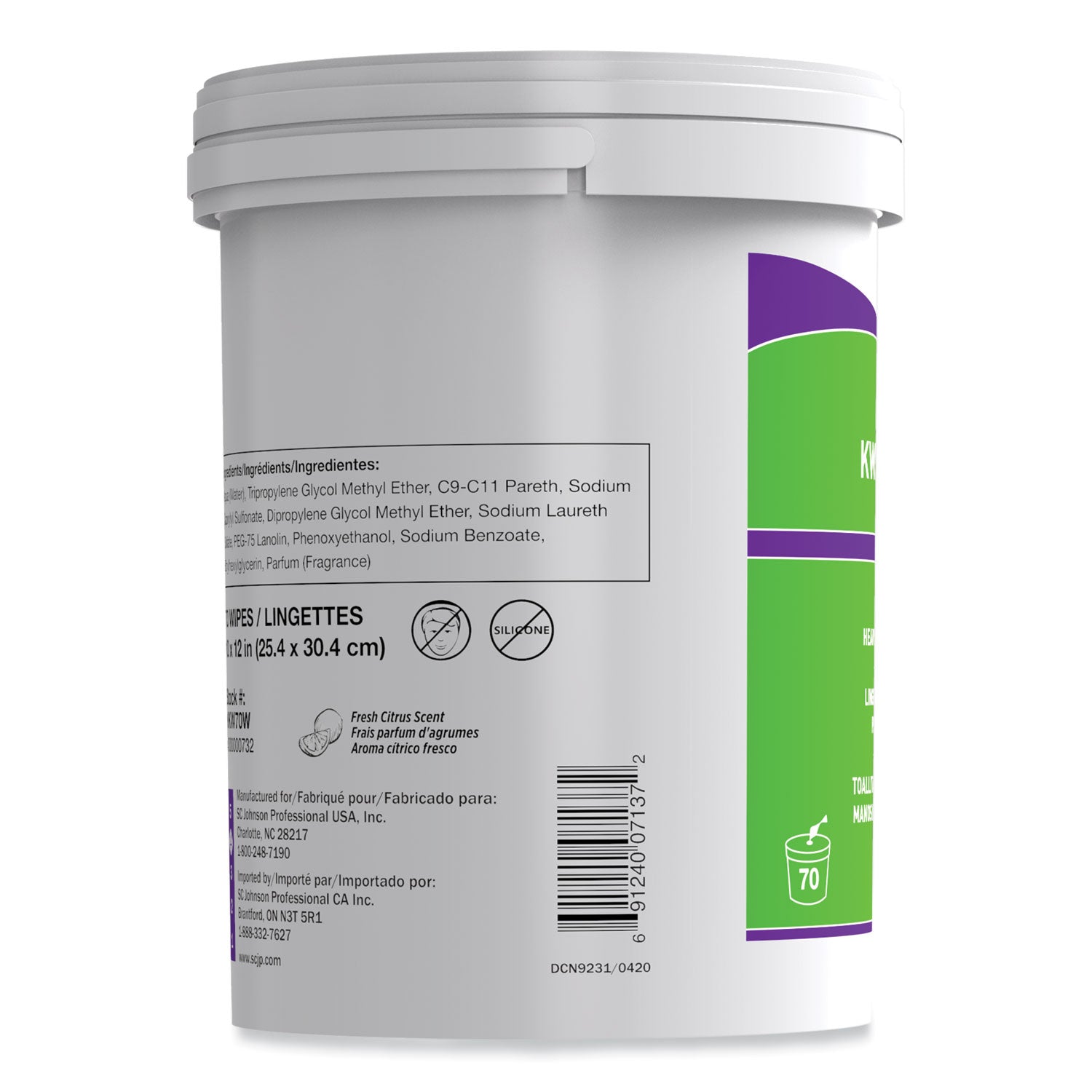 SC Johnson Professional® Kresto Kwik-Wipes, Cloth, 1-Ply, 7.9 X 5.7, Citrus, White, 70/pack, 6 Packs/carton