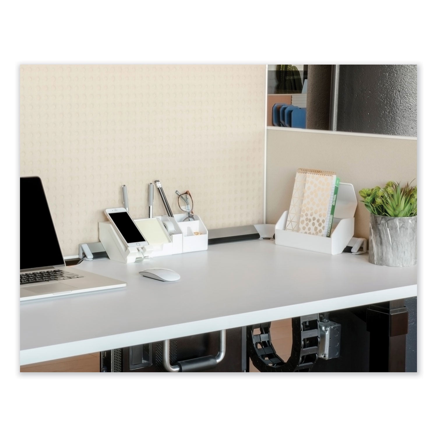 Bostitch® Konnect Desk Organizer and Cable Management Nine-Piece Kit, Plastic, White