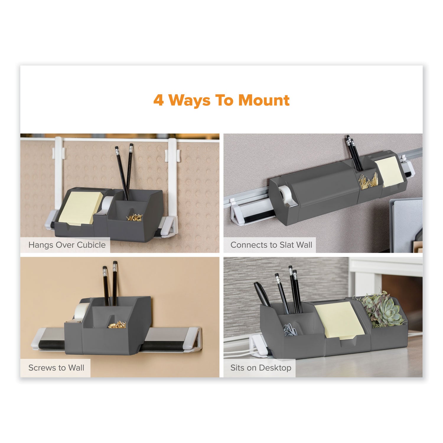 Bostitch® Konnect Desk Organizer and Cable Management 12-Piece Kit, Plastic, Gray