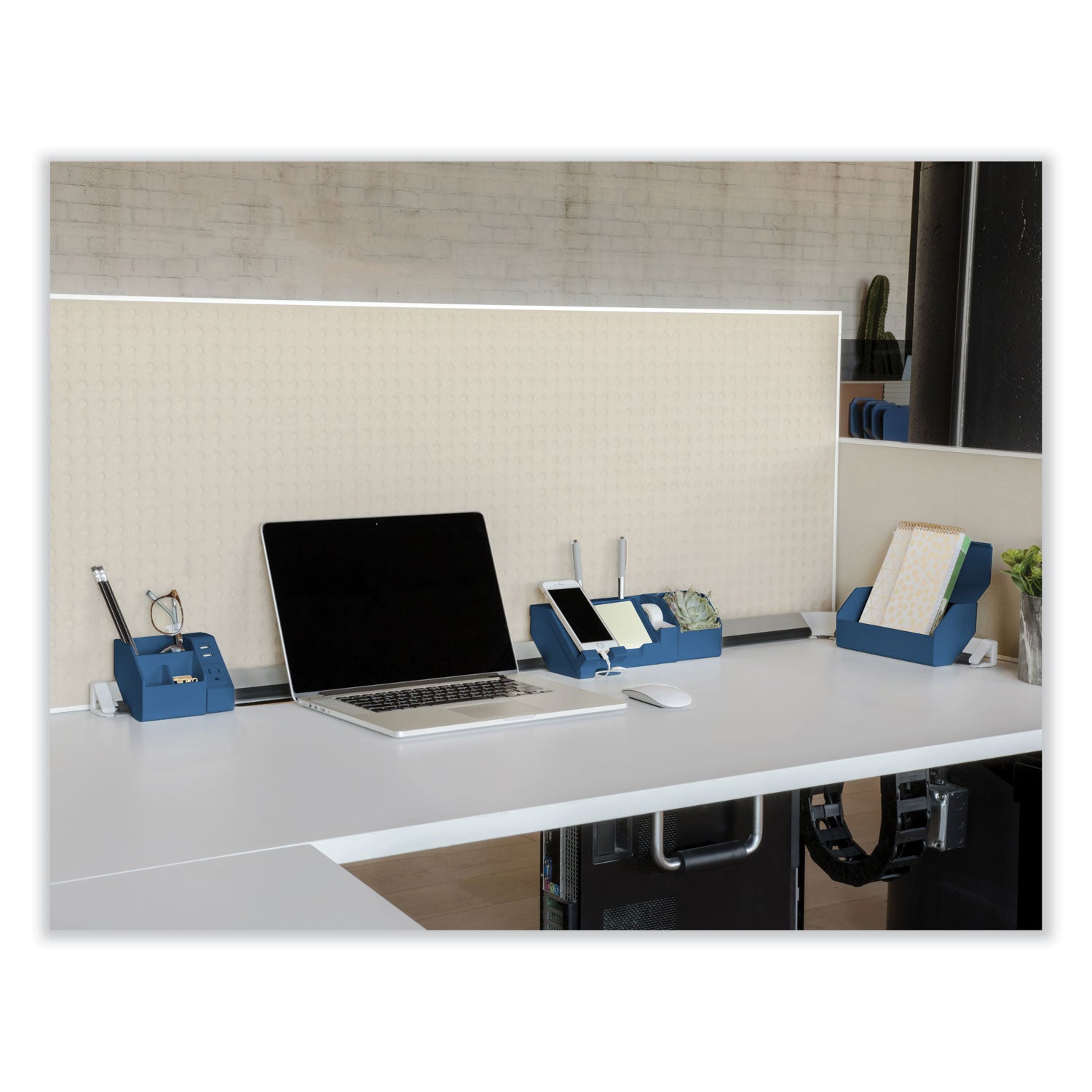 Bostitch® Konnect Desk Organizer and Cable Management 14-Piece Kit, Plastic, Blue