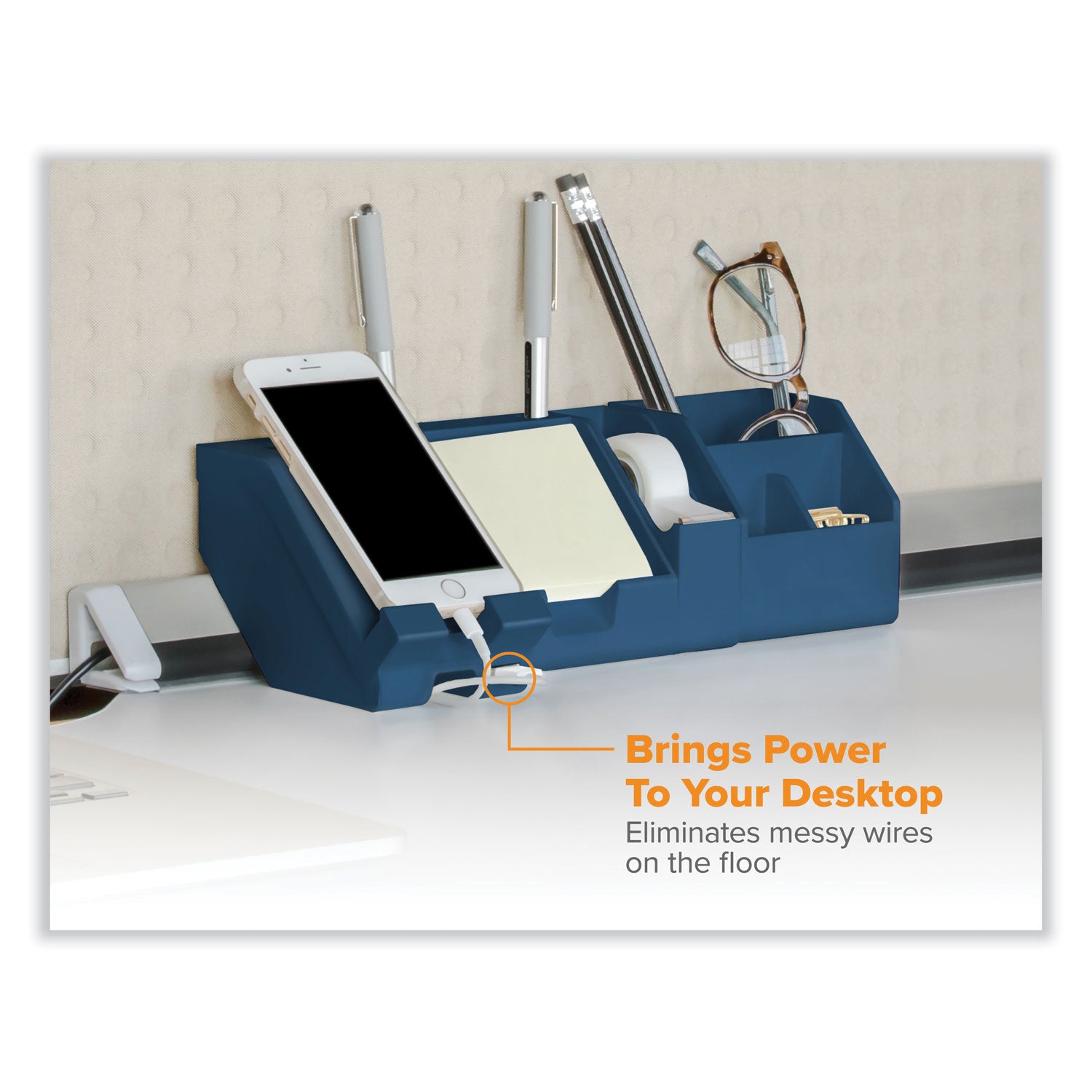 Bostitch® Konnect Desk Organizer and Cable Management 14-Piece Kit, Plastic, Blue