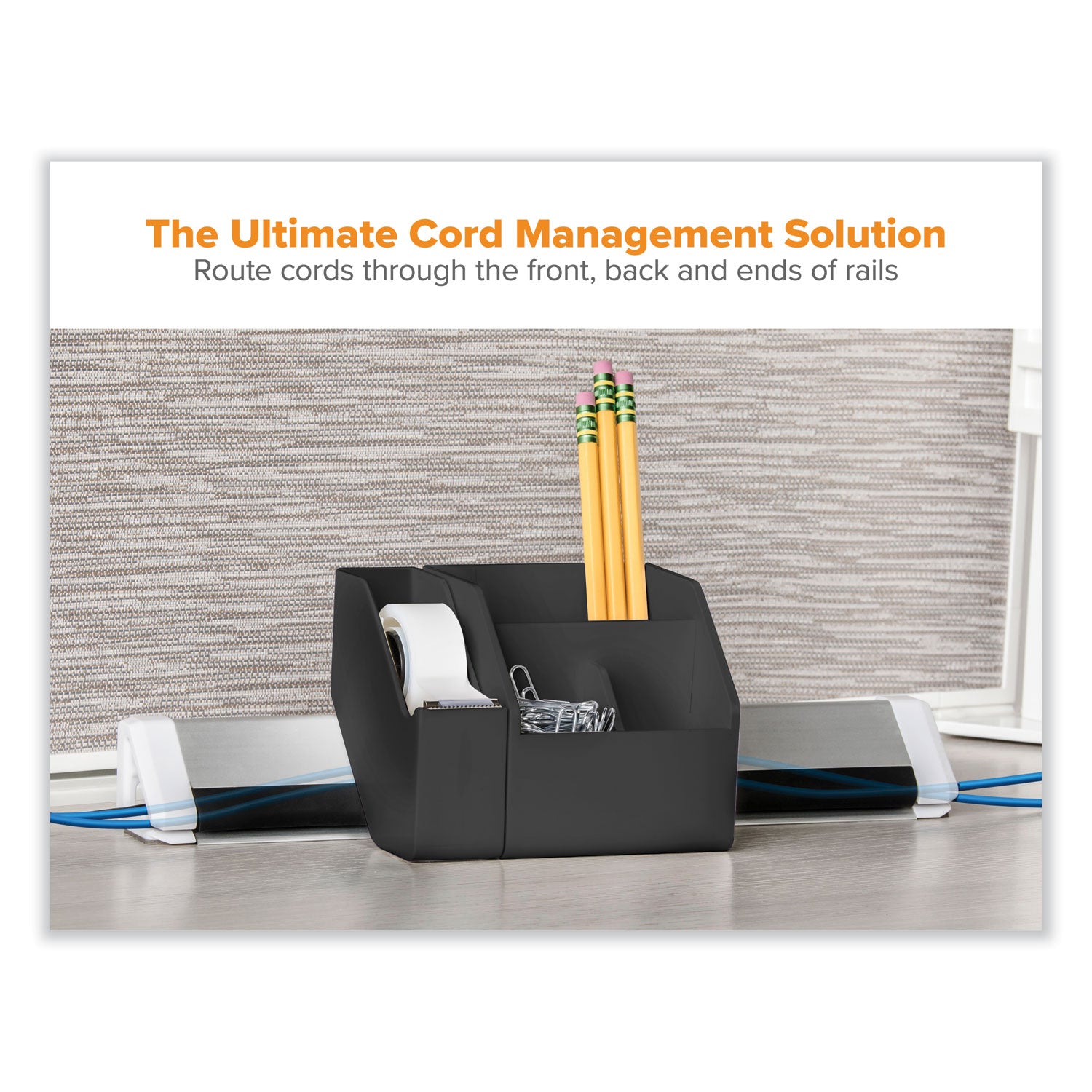 Bostitch® Konnect Desk Organizer and Cable Management 17-Piece Kit, Plastic, Black