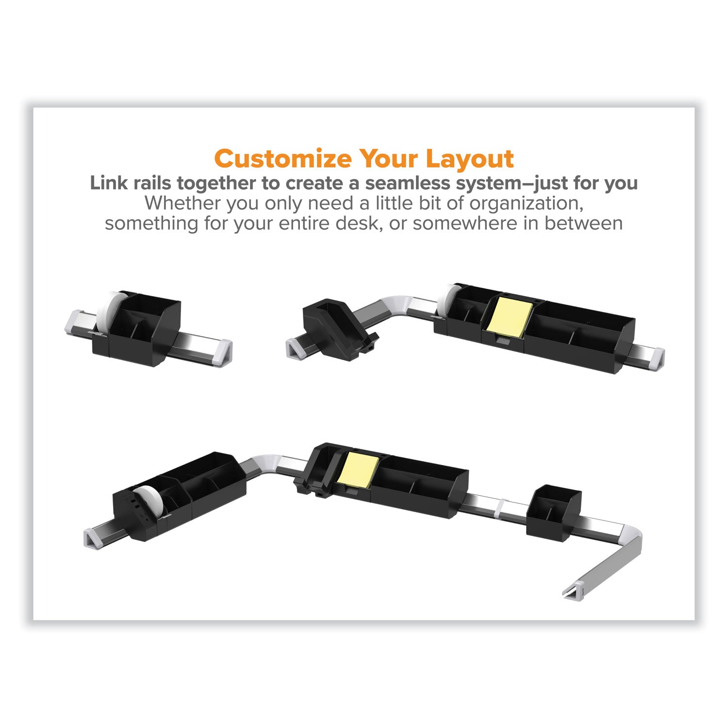 Bostitch® Konnect Desk Organizer and Cable Management 17-Piece Kit, Plastic, Black