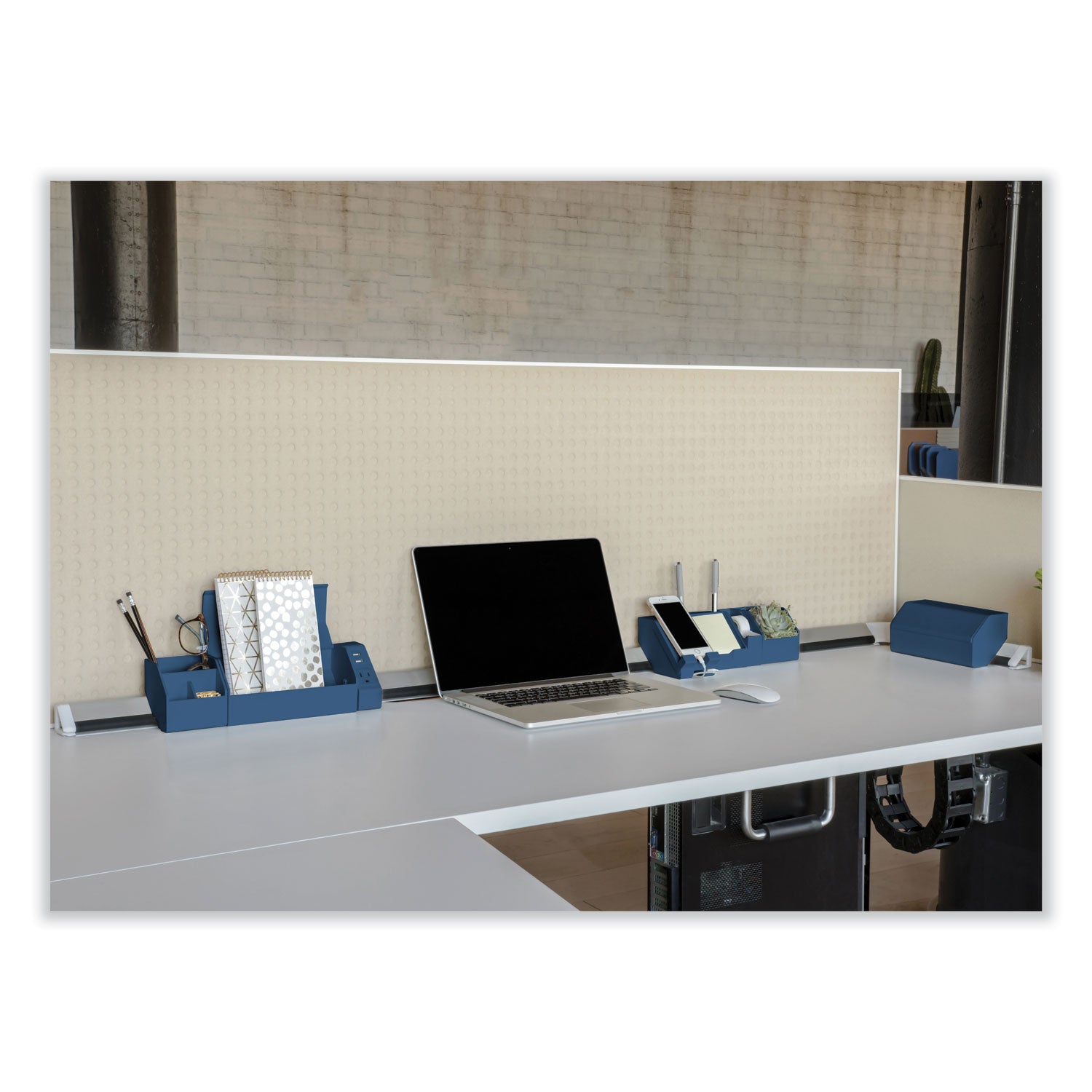 Bostitch® Konnect Desk Organizer and Cable Management 17-Piece Kit, Plastic, Blue