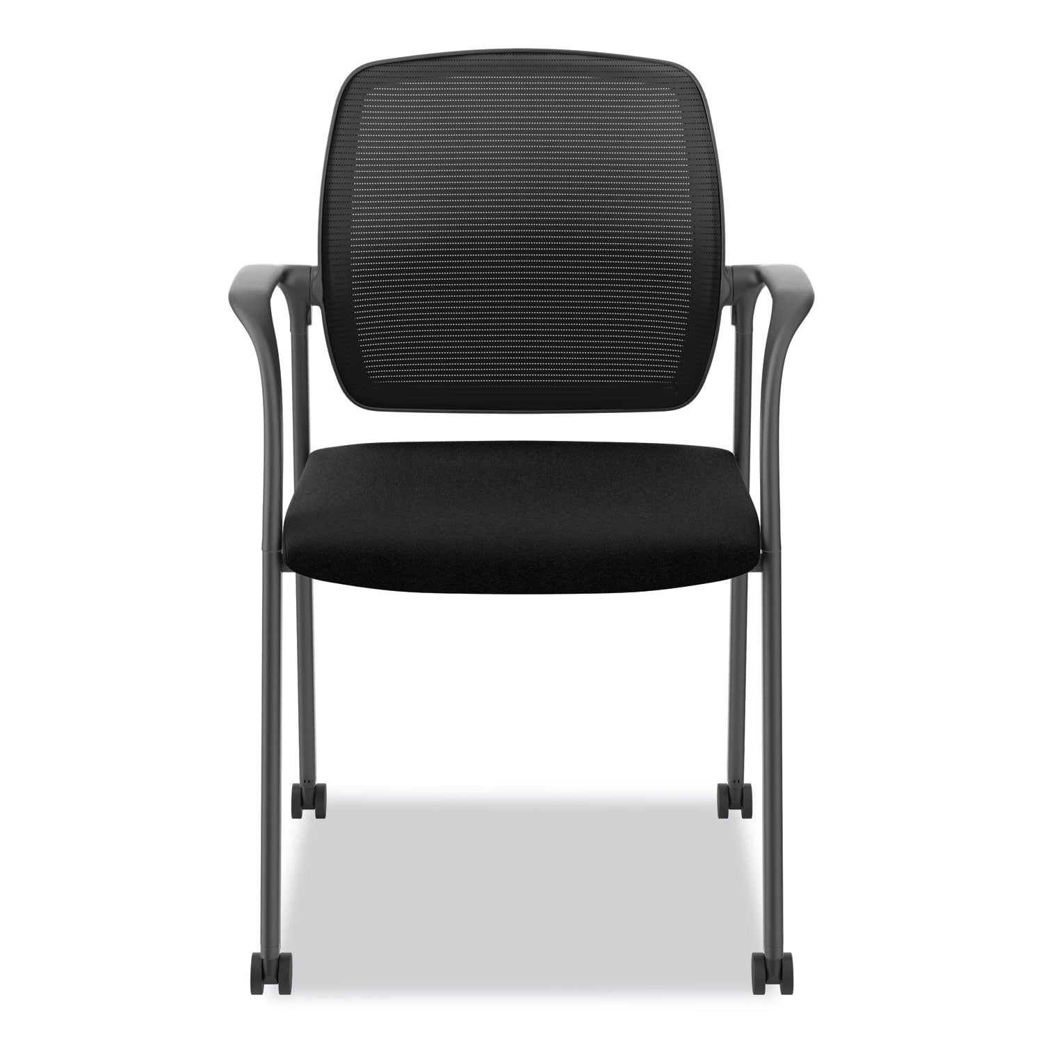 HON® Nucleus Series Recharge Guest Chair, Supports Up to 300 lb, 17.62" Seat Height, Black Seat/Back, Black Base
