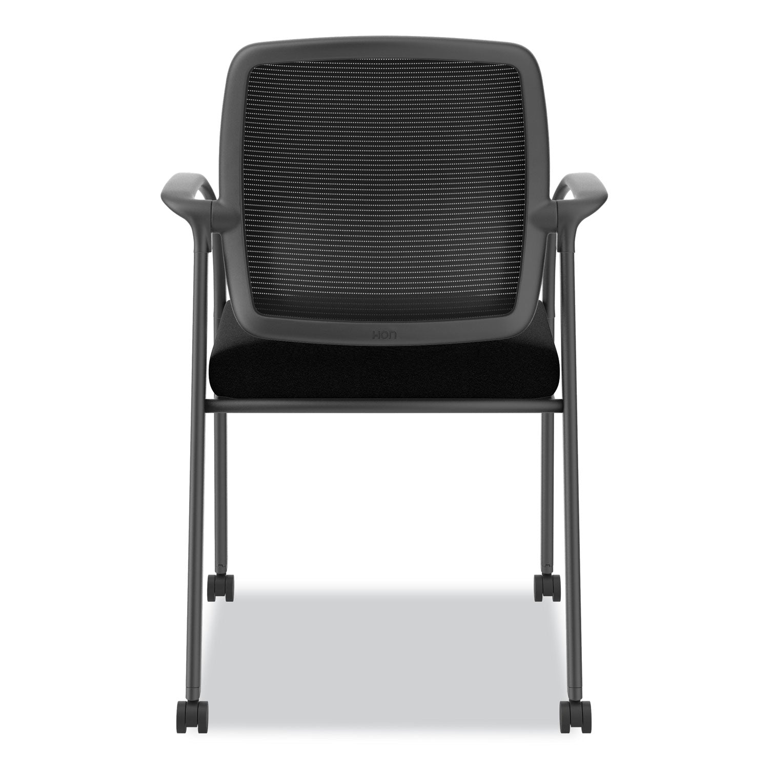 HON® Nucleus Series Recharge Guest Chair, Supports Up to 300 lb, 17.62" Seat Height, Black Seat/Back, Black Base