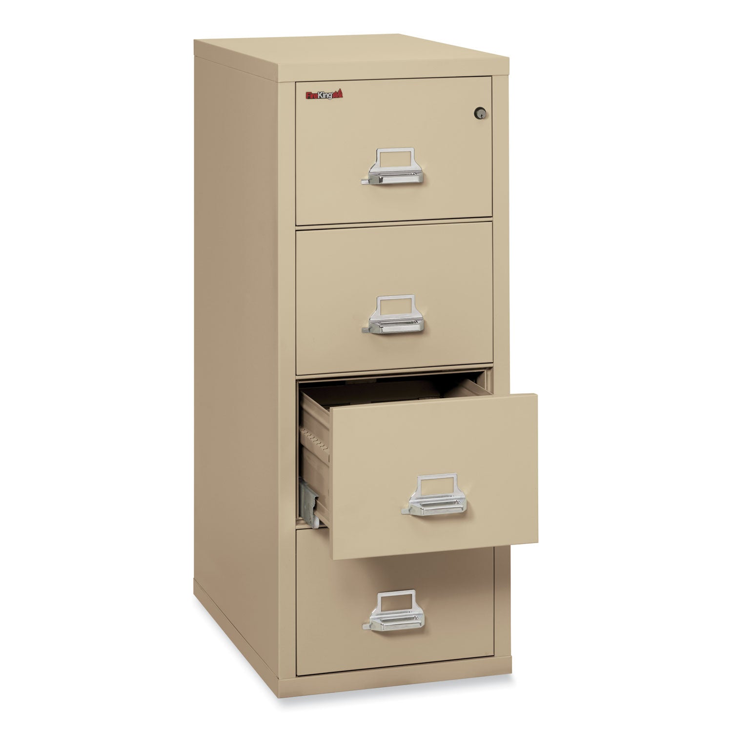 FireKing® Insulated Vertical File, 1-Hour Fire Protection, 4 Legal-Size File Drawers, Parchment, 20.81" X 31.56" X 52.75"