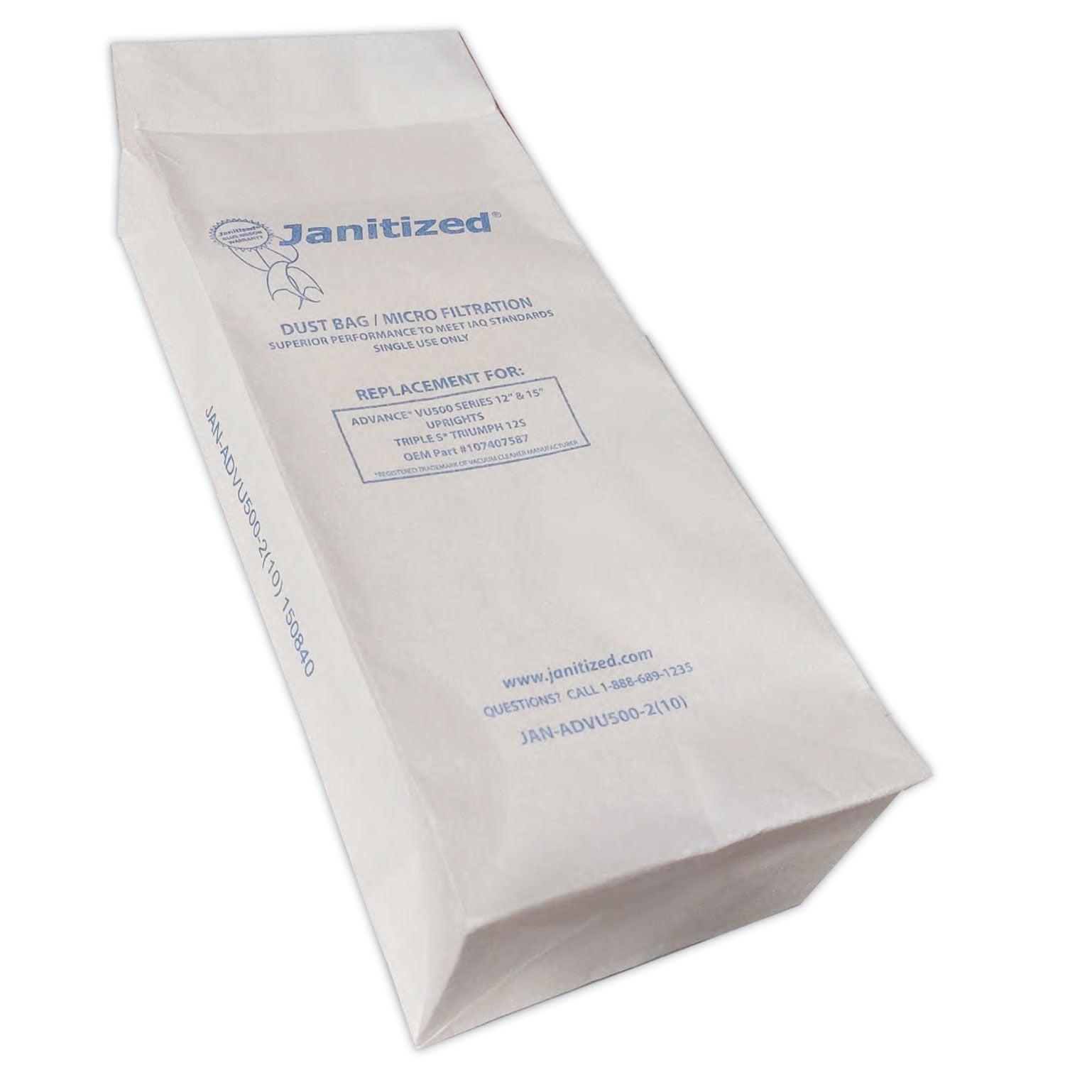 Janitized® Vacuum Filter Bags Designed To Fit Advance Vu500/triple S Triumph, 100/carton