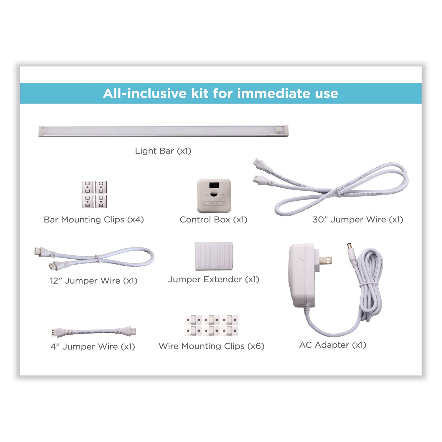 BLACK+DECKER LED Dimmable Under Counter Lighting With Motion Sensor and Magnetic Option Five-Bar Kit, 0.78w x 0.39h