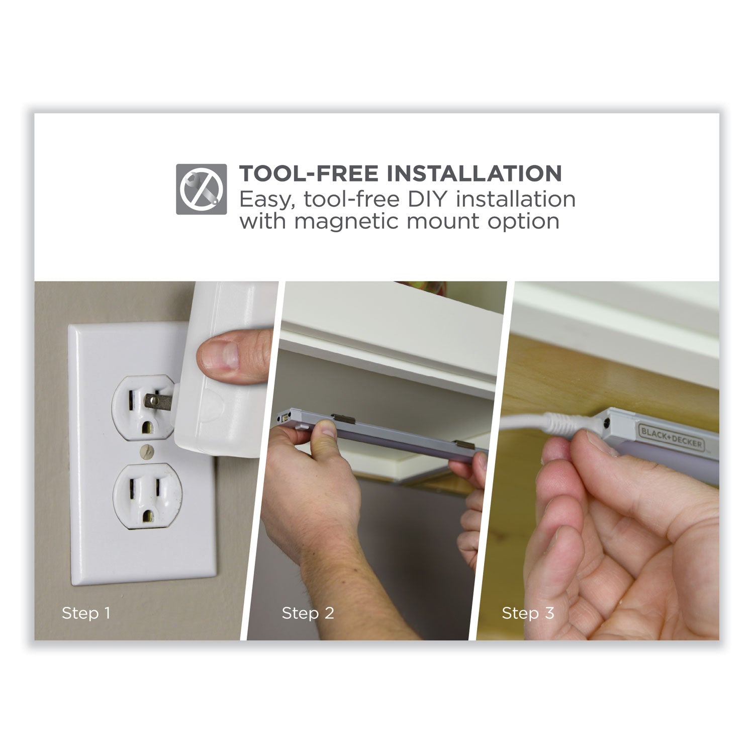 BLACK+DECKER LED Dimmable Under Counter Lighting with Motion Sensor and Magnetic Option Three-Bar Kit, 0.78w x 0.39h