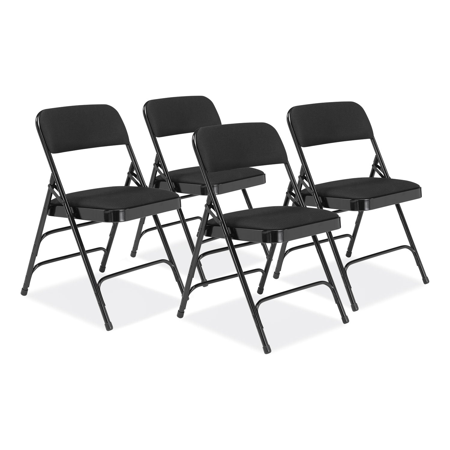 2300 Series Fabric Upholstered Triple Brace Premium Folding Chair, Supports Up to 500 lb, Midnight Black, 4/Carton