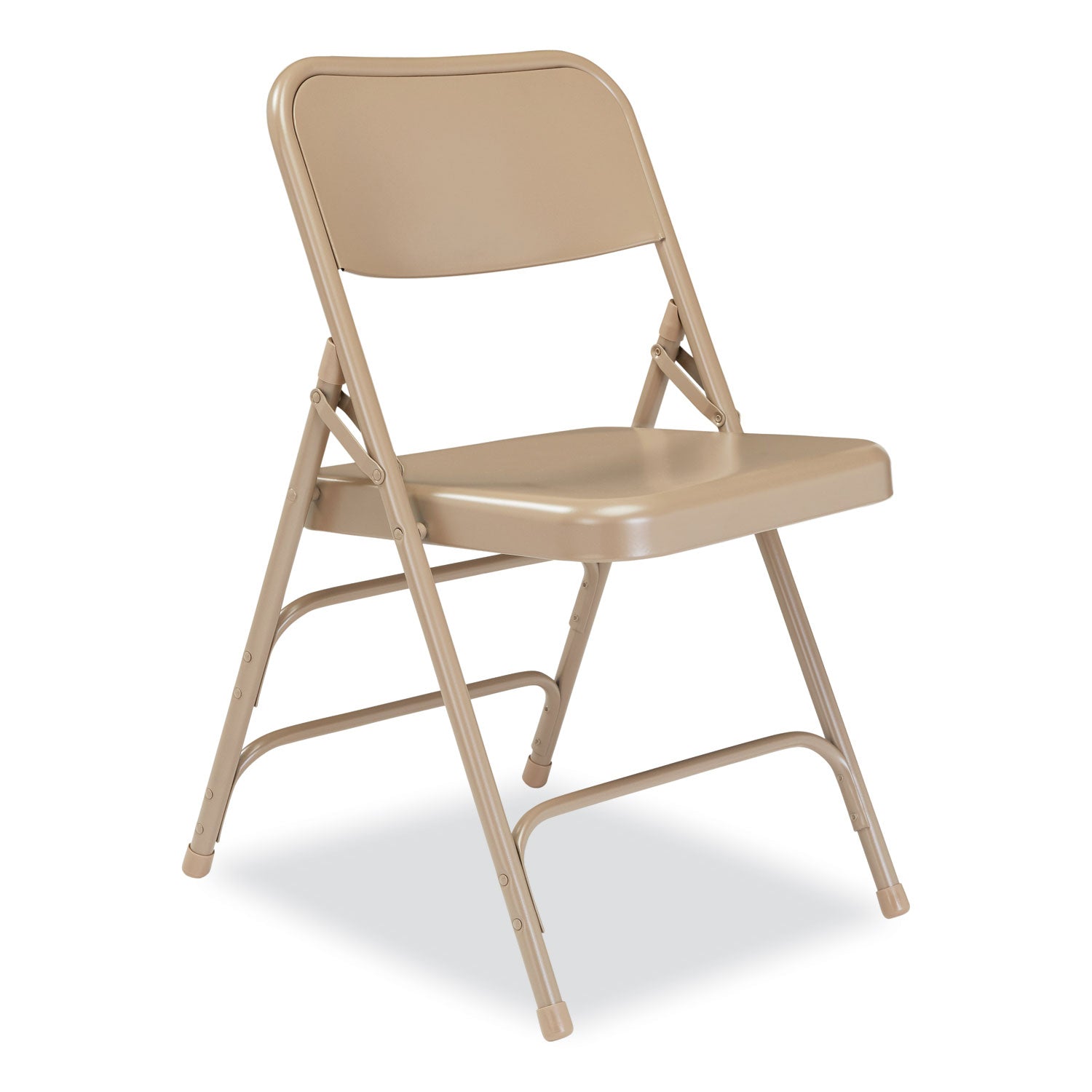 NPS® 300 Series Deluxe All-Steel Triple Brace Folding Chair, Supports Up to 480 lb, 17.25" Seat Height, Beige, 4/Carton