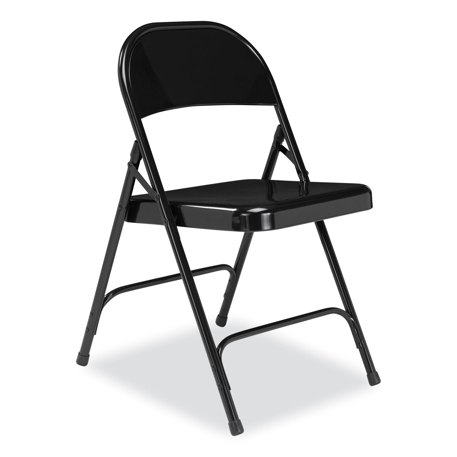 NPS® 50 Series All-Steel Folding Chair, Supports Up to 500 lb, 16.75" Seat Height, Black Seat, Black Back, Black Base, 4/Carton