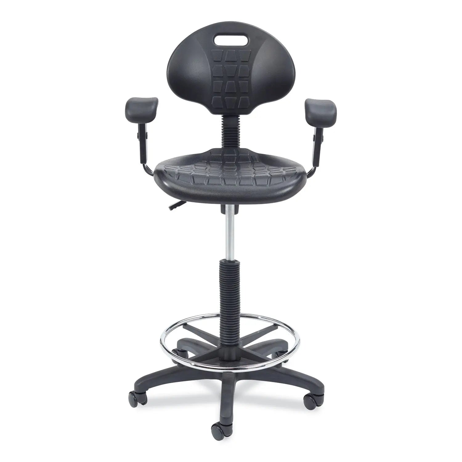 6700 Series Polyurethane Adj Height Task Chair w/Arms, Supports Up to 300 lb, 22" to 32" Seat Height, Black Seat, Black Base NPS® Flipcost