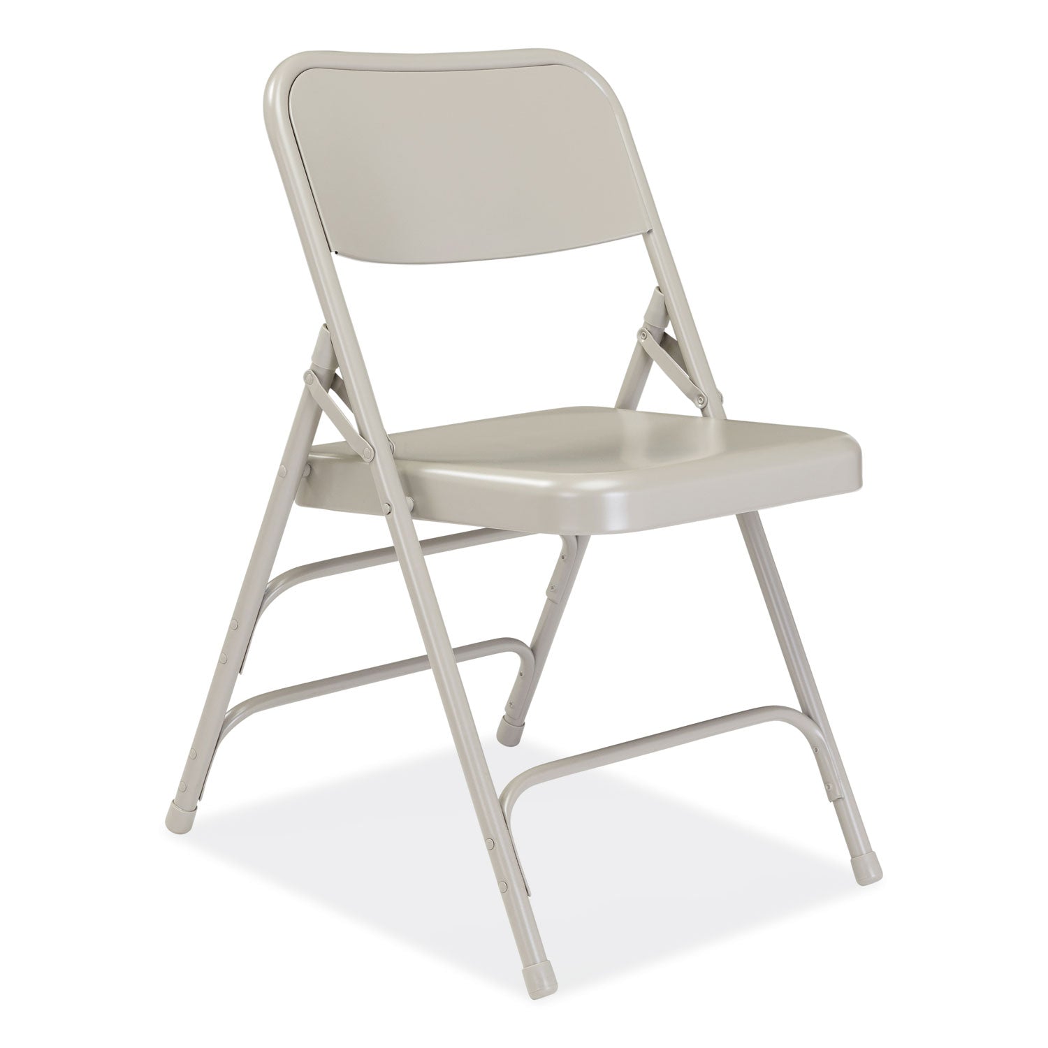 NPS® 300 Series Deluxe All-Steel Triple Brace Folding Chair, Supports Up to 480 lb, 17.25" Seat Height, Gray, 4/Carton