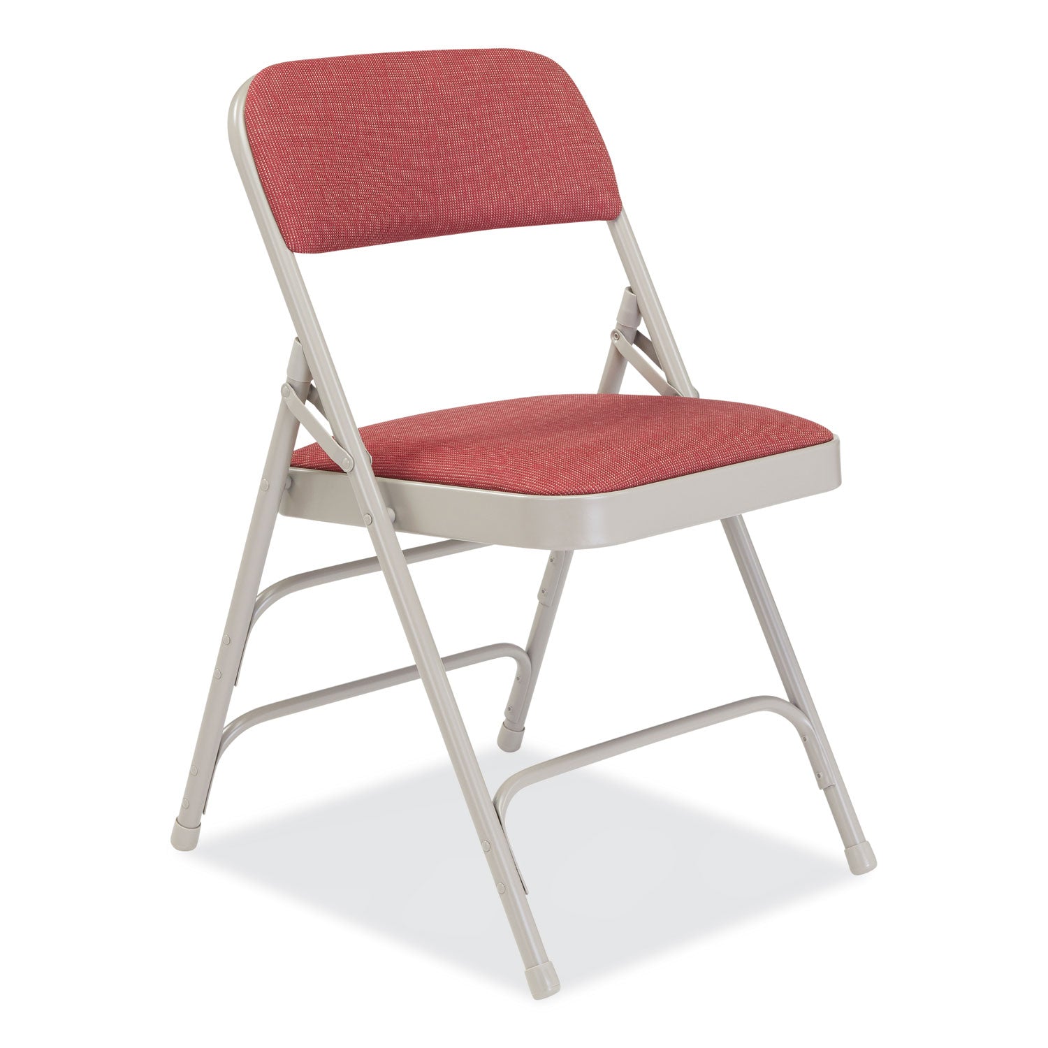 NPS® 2300 Series Fabric Upholstered Tri-Brace Folding Chair, Supports 500 lb, Cabernet Seat, Cabernet Back, Gray Base, 4/Carton