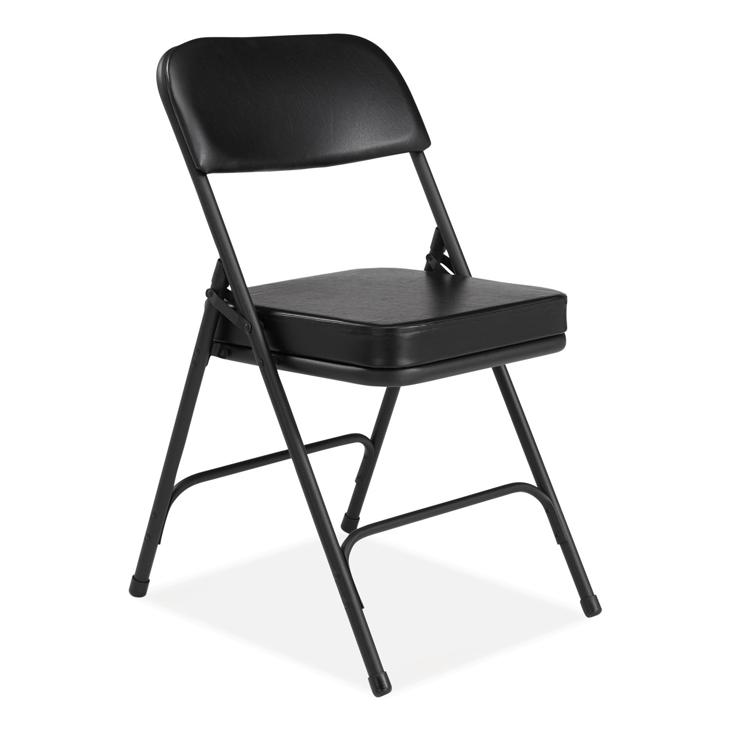 NPS® 3200 Series 2" Vinyl Upholstered Double Hinge Folding Chair, Supports Up to 300 lb, 18.5" Seat Height, Black, 2/Carton