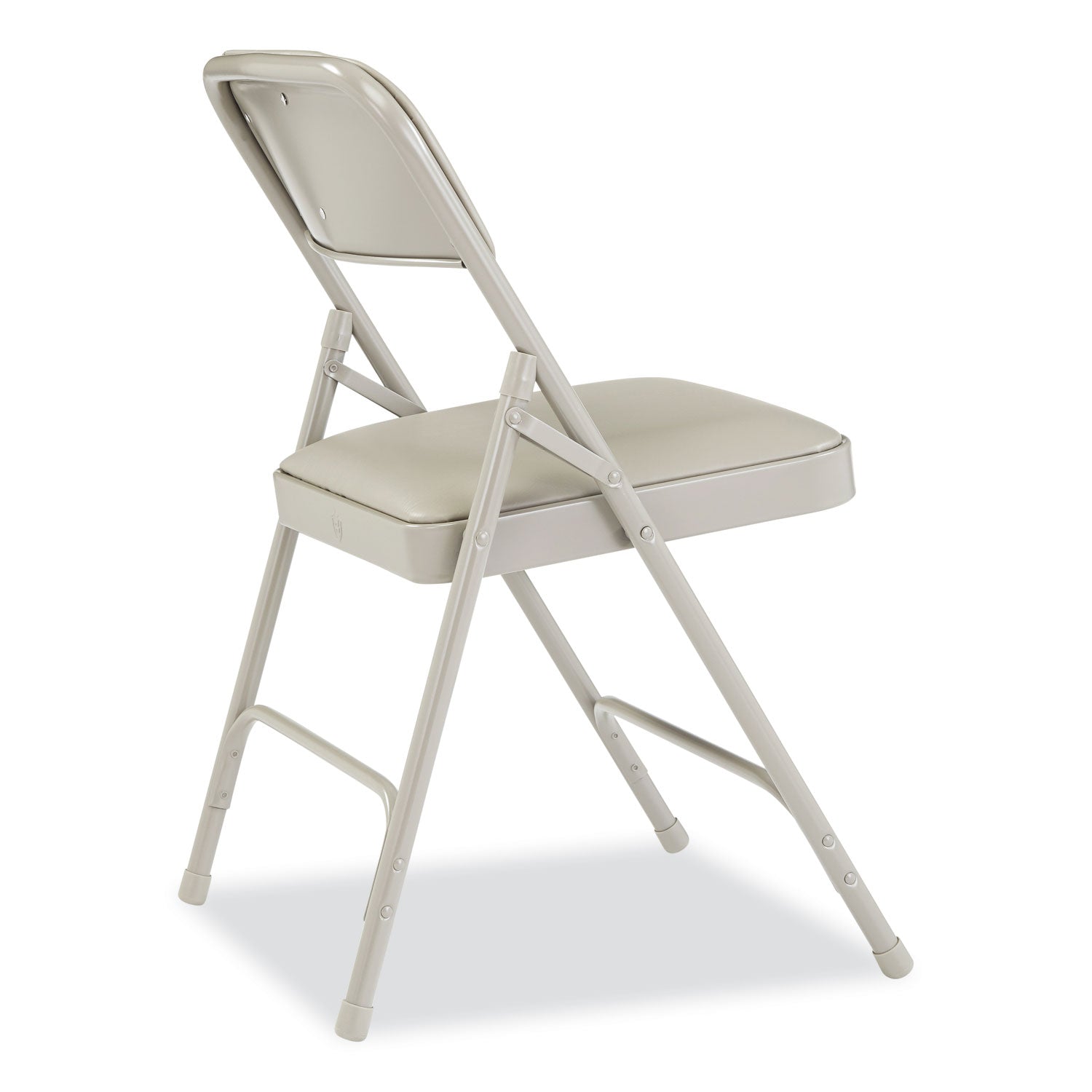 NPS® 1200 Series Premium Vinyl Dual-Hinge Folding Chair, Supports Up to 500lb, 17.75" Seat Height, Warm Gray, 4/Carton