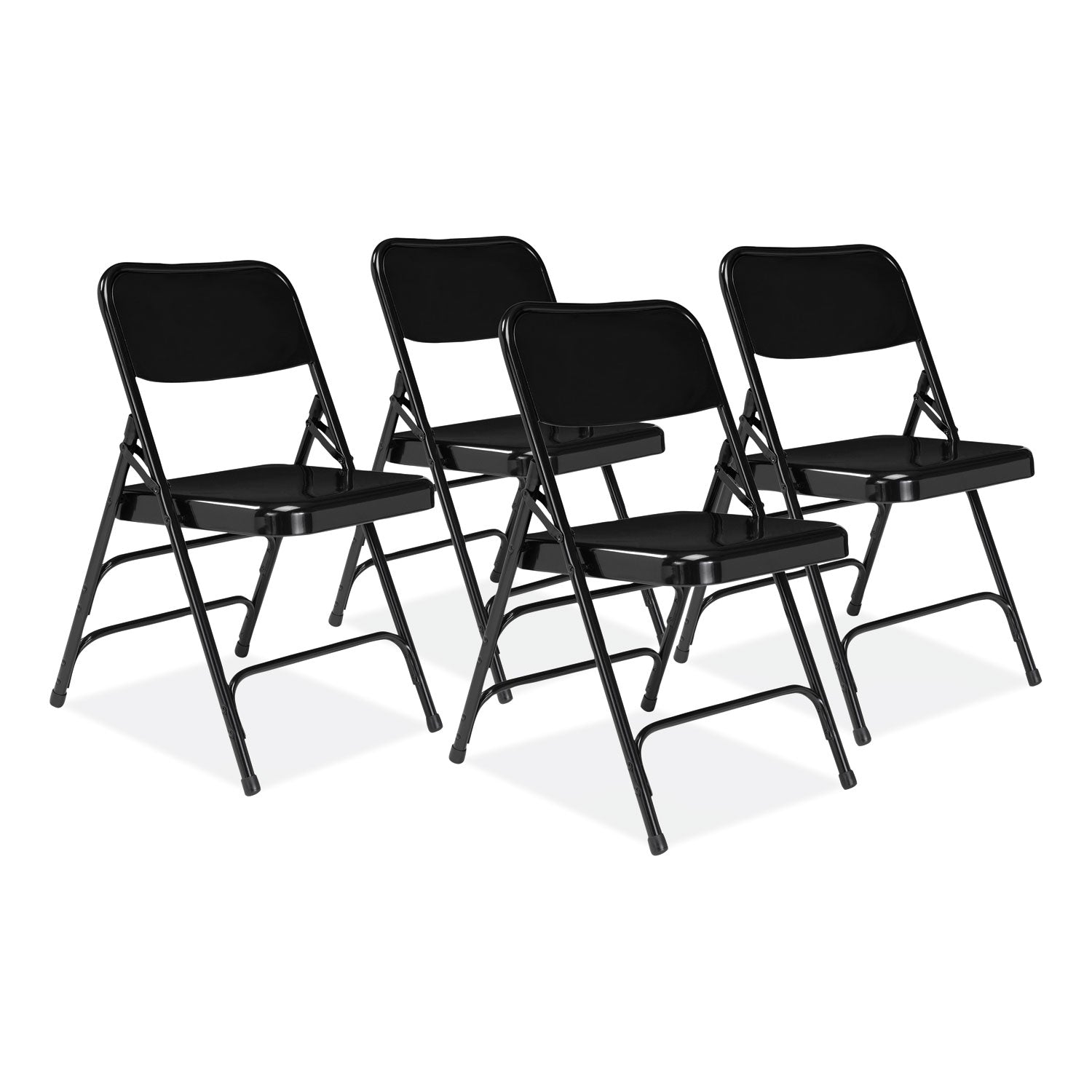300 Series Deluxe All-Steel Triple Brace Folding Chair, Supports Up to 480 lb, 17.25" Seat Height, Black, 4/Carton