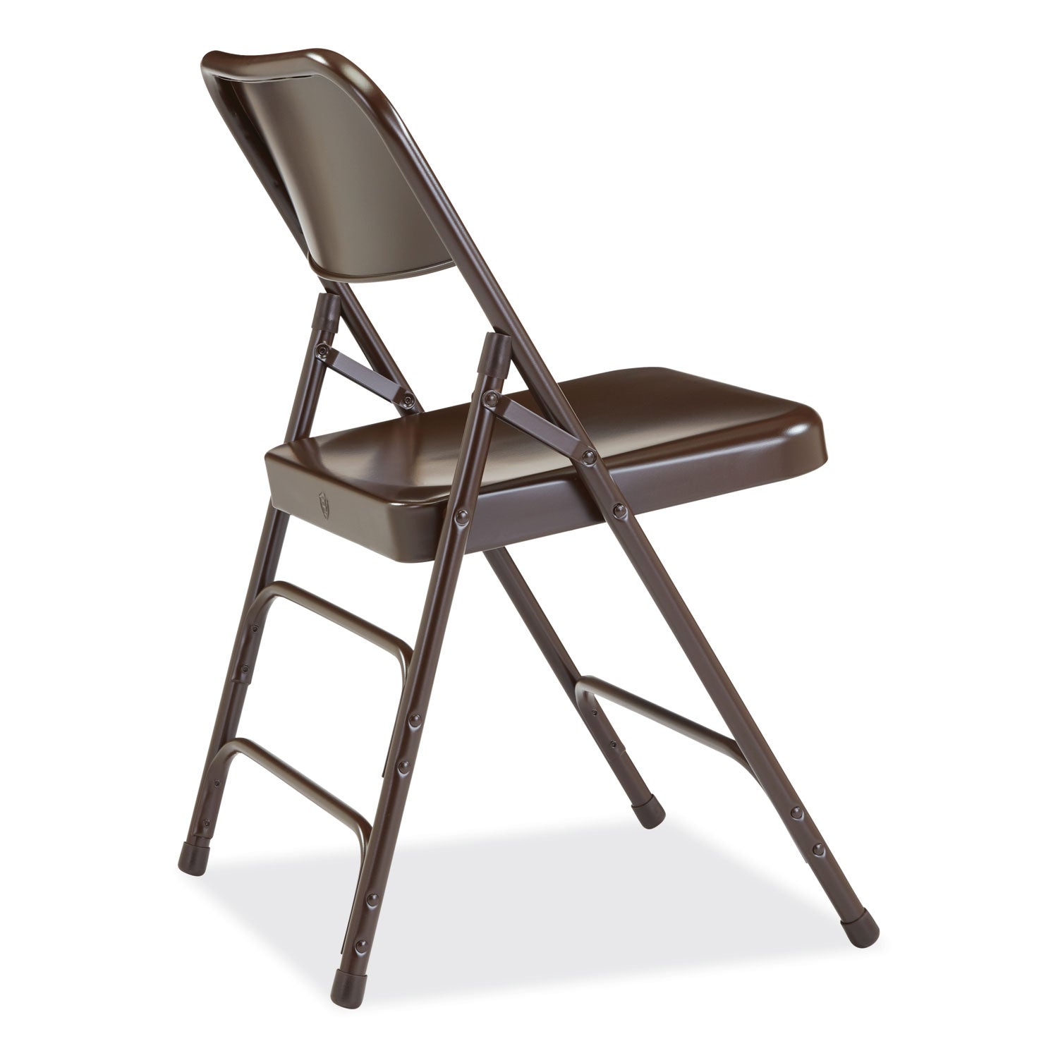 NPS® 300 Series Deluxe All-Steel Triple Brace Folding Chair, Supports Up to 480 lb, 17.25" Seat Height, Brown, 4/Carton